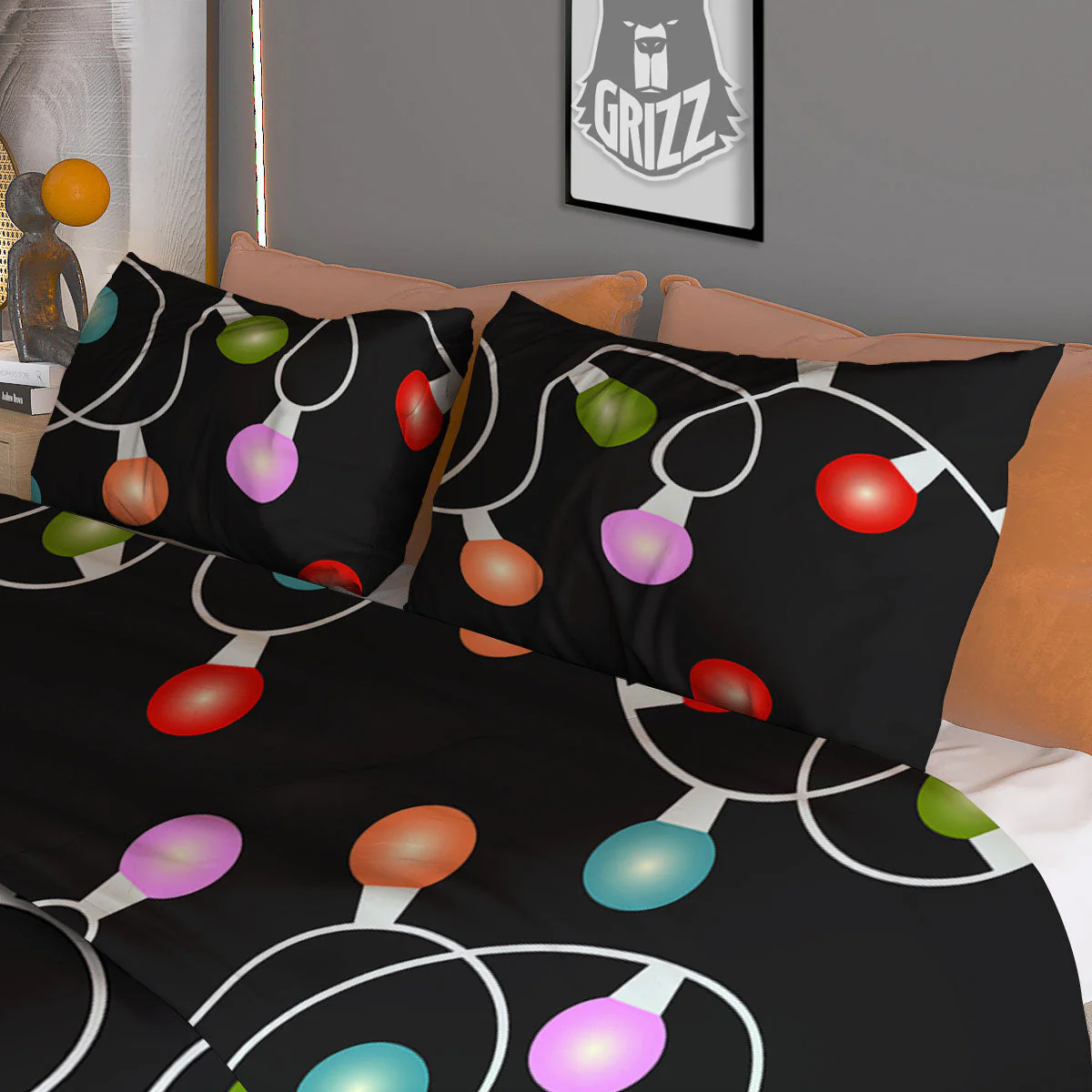 String Lights LED Christmas Print Duvet Cover Bedding Set - Image 3