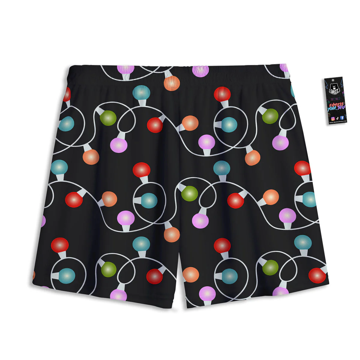 String Lights LED Christmas Print Mesh Shorts - Image 2