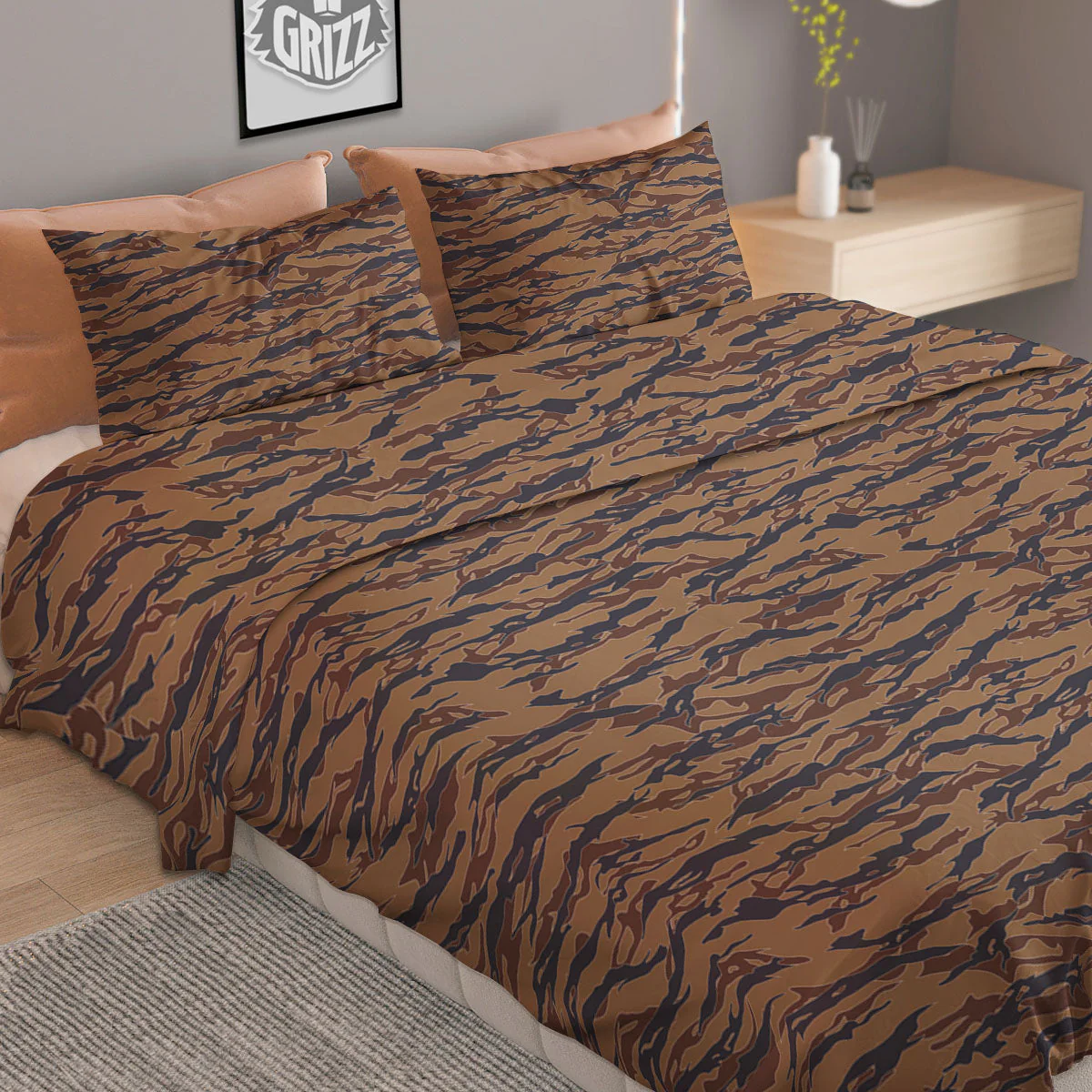 Stripe Camouflage Desert Tiger Print Duvet Cover Bedding Set - Image 2