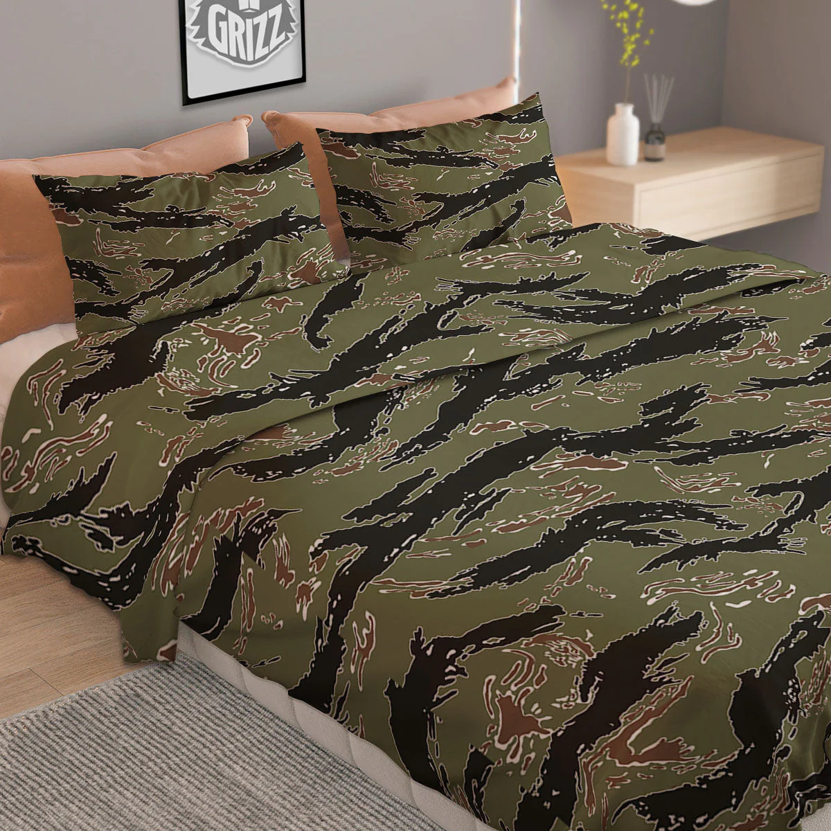 Stripe Camouflage Military Tiger Print Duvet Cover Bedding Set - Image 2