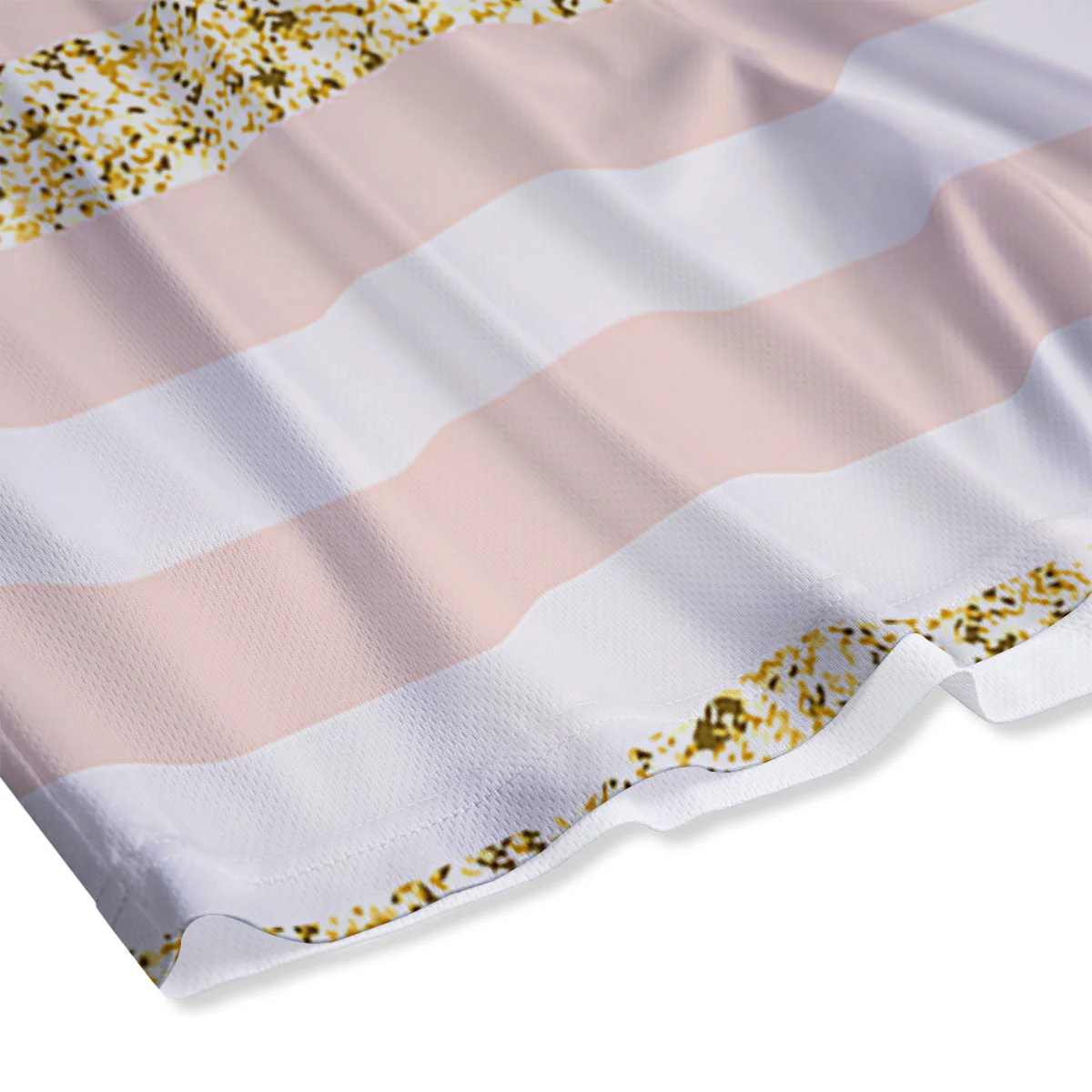 Stripe Glitter Gold Print Pattern Mesh Shorts - Image 4