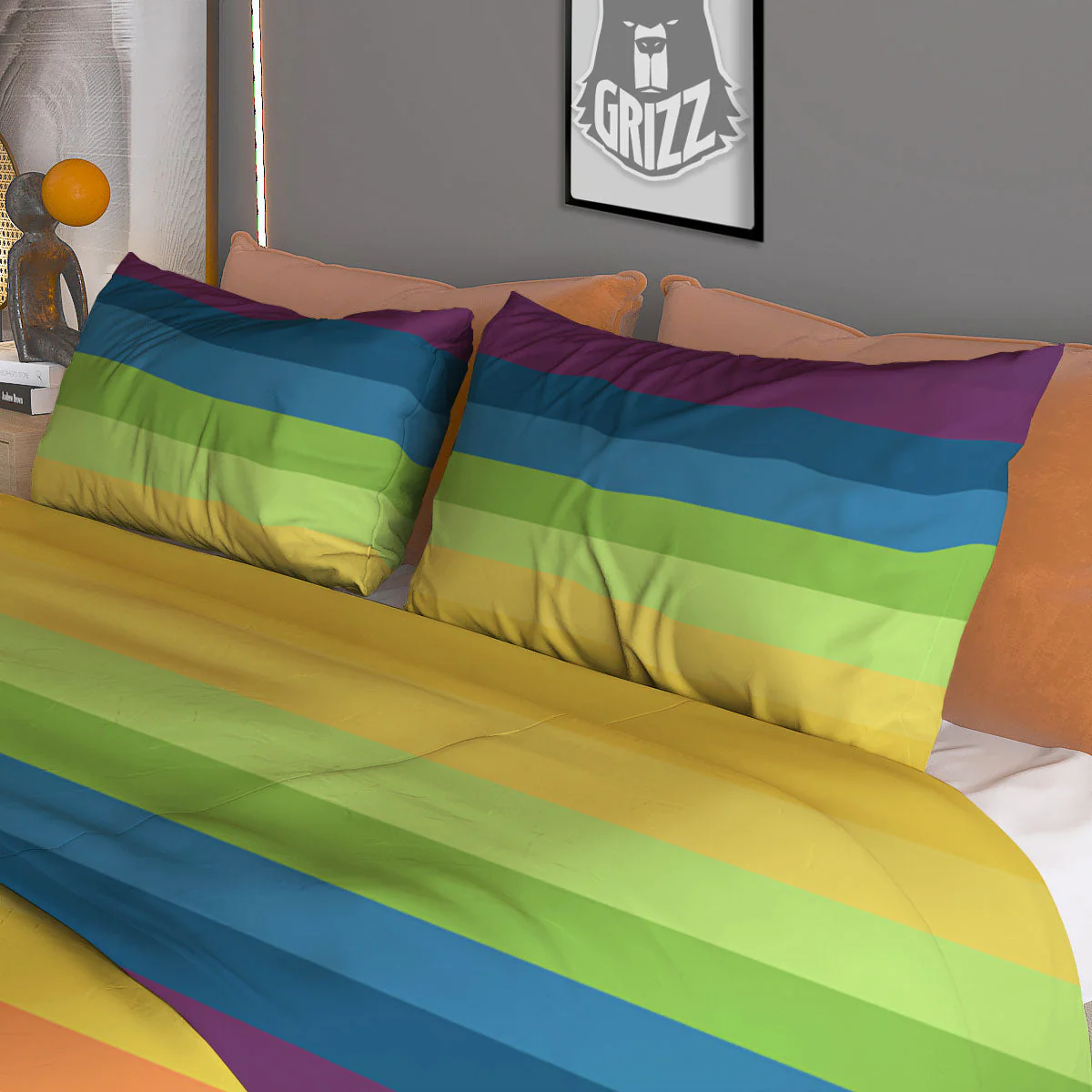 Stripe Rainbow Print Pattern Duvet Cover Bedding Set - Image 3