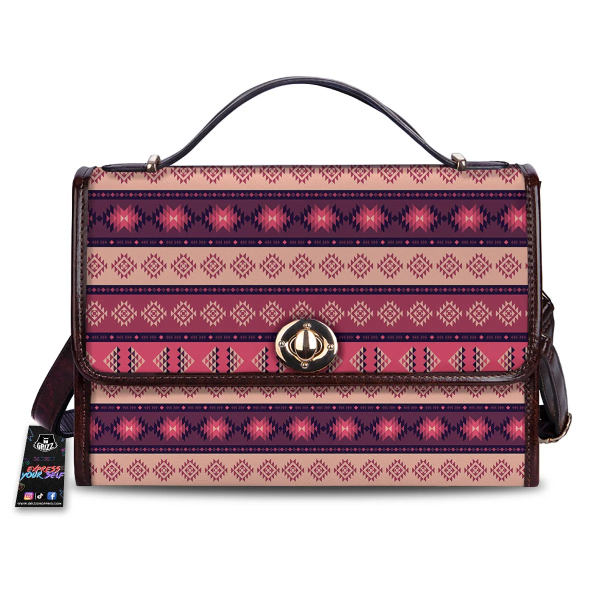 Stripe Southwestern Print Pattern Women's Satchel Bag
