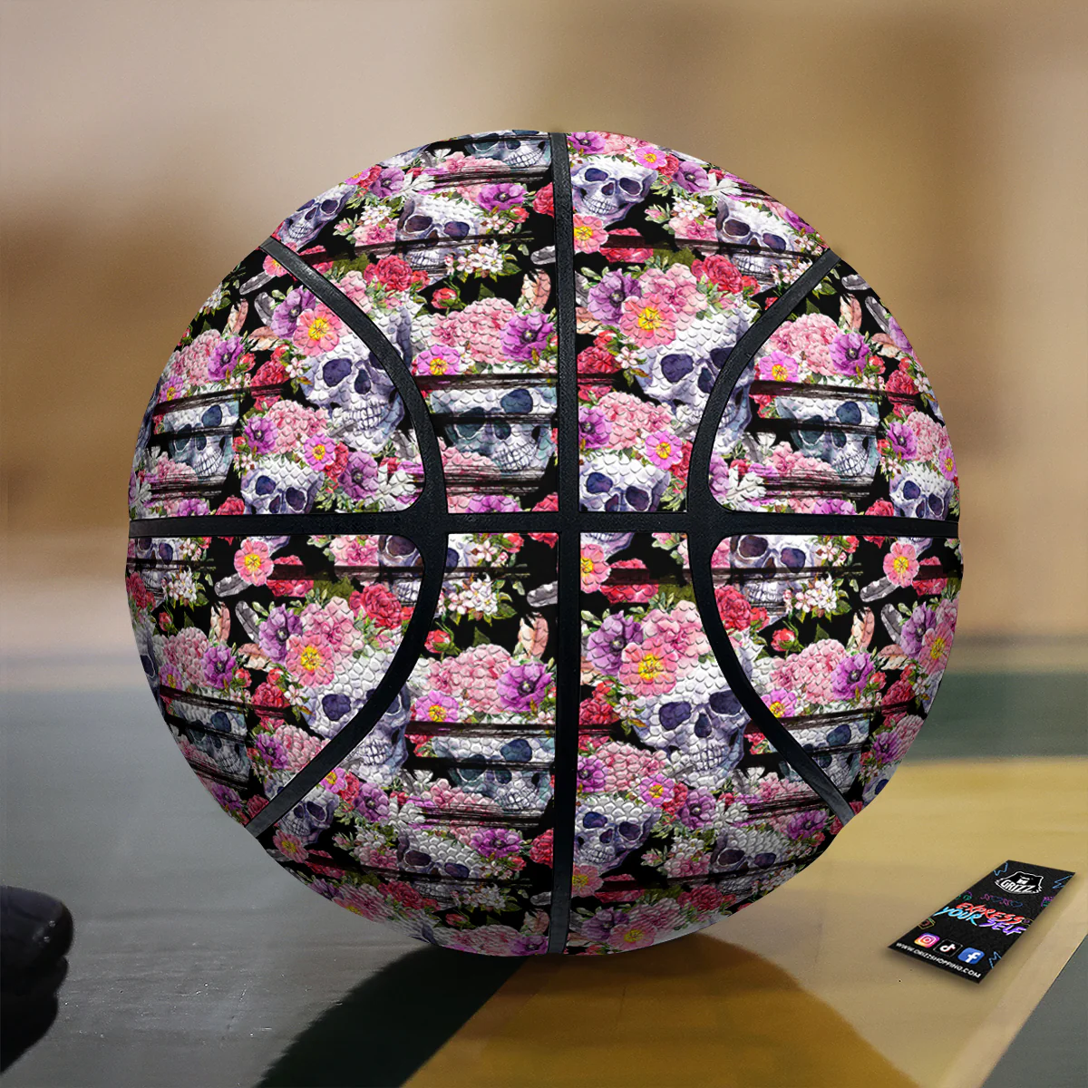 Striped Aloha Skull Print Pattern Basketball