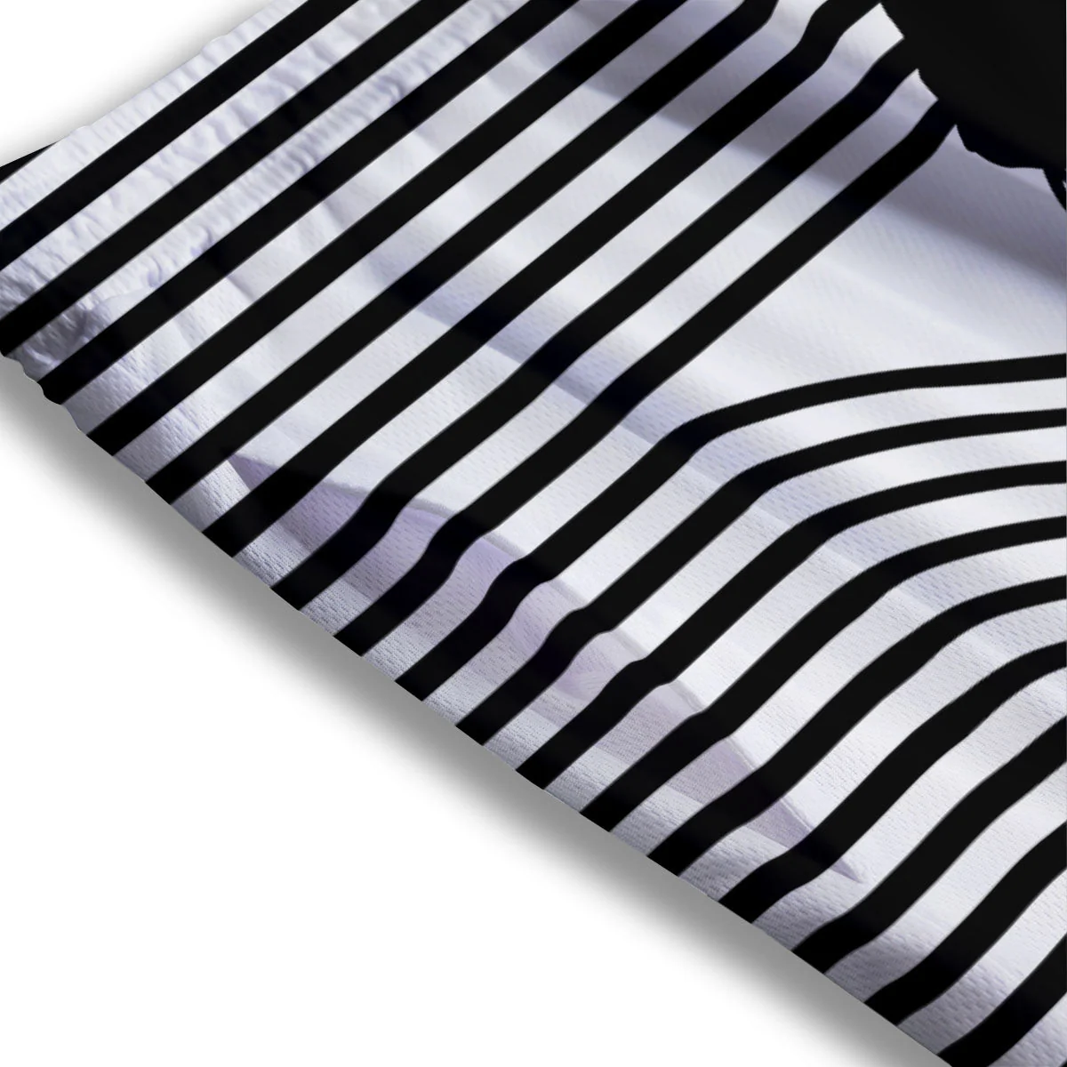 Striped Black Cat Print Mesh Shorts - Image 3