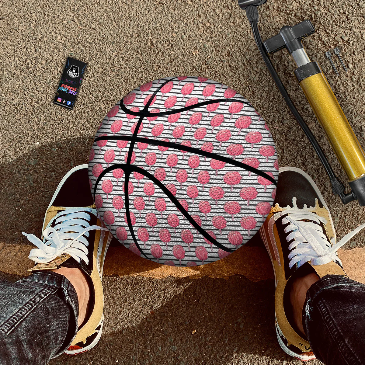 Striped Cotton Candy Print Pattern Basketball - Image 2