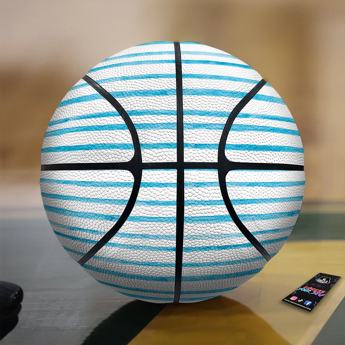 Striped Cyan And White Print Pattern Basketball