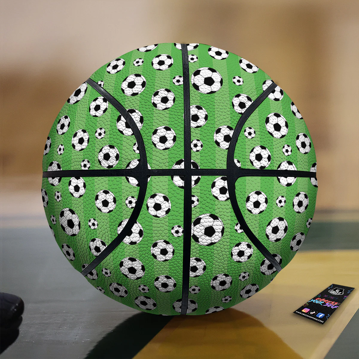 Striped Green Football Print Pattern Basketball