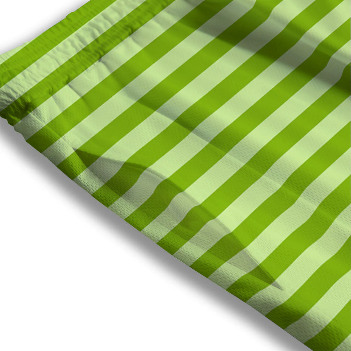 Striped Green Print Pattern Mesh Shorts - Image 3