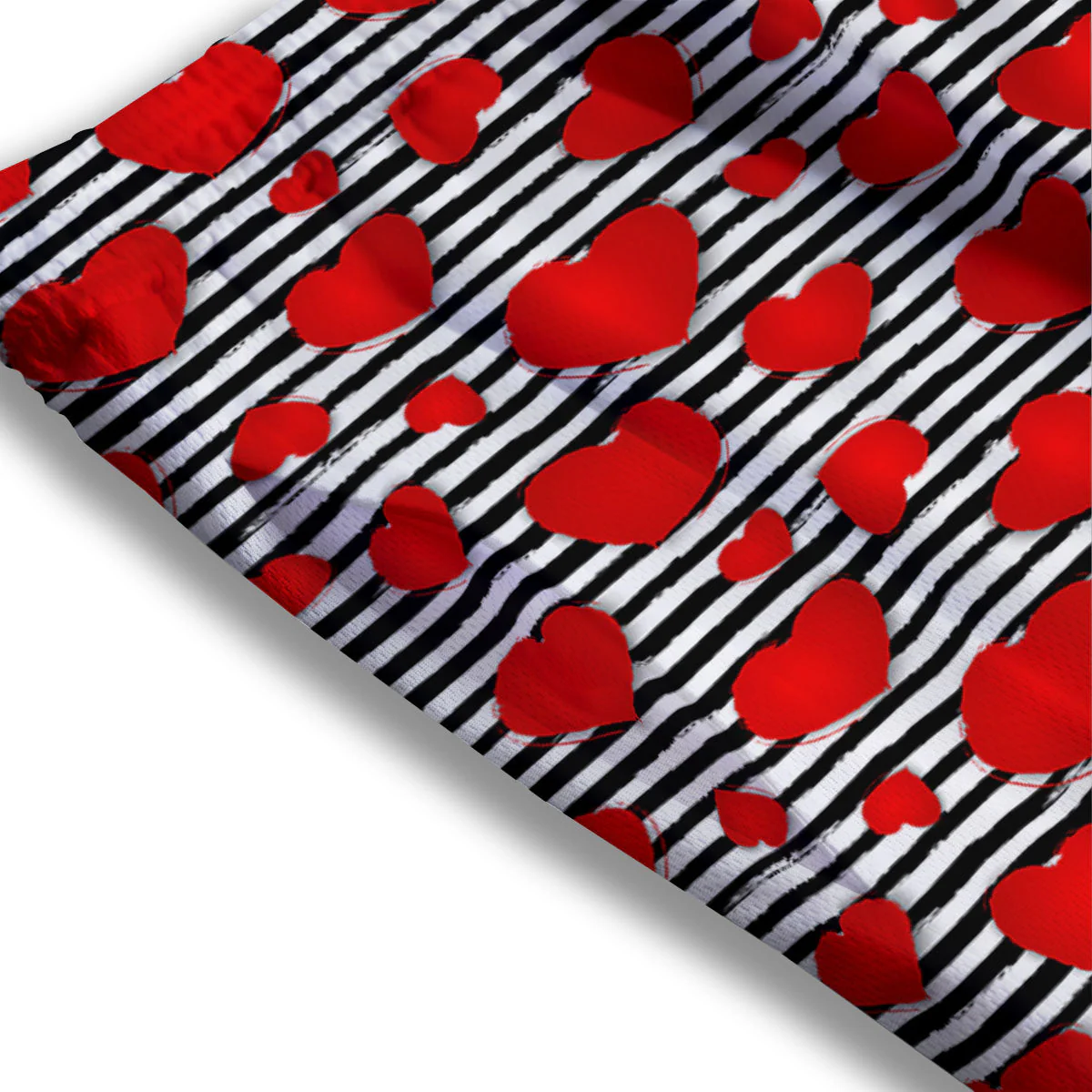 Striped Heart White And Black Print Mesh Shorts - Image 3