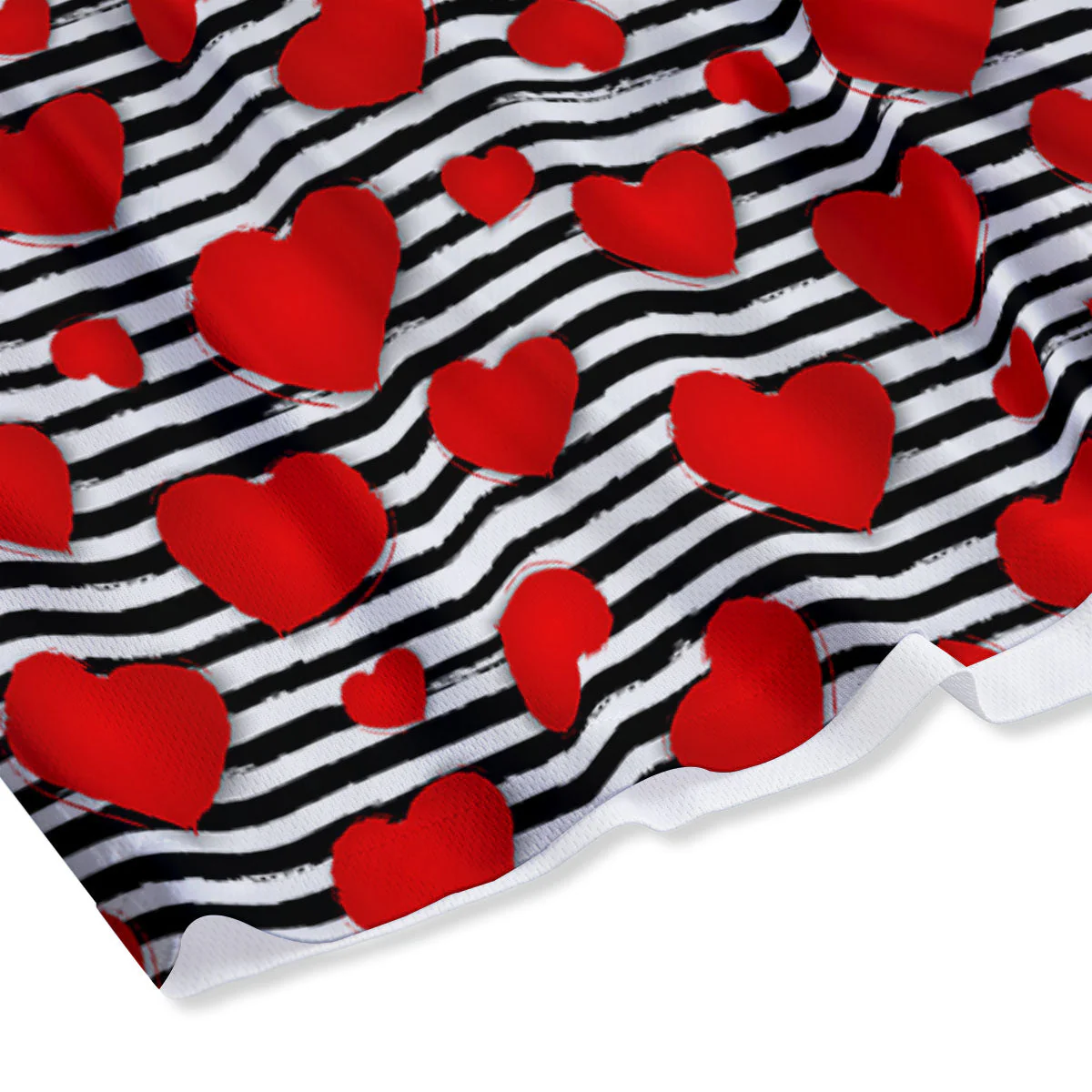Striped Heart White And Black Print Mesh Shorts - Image 4