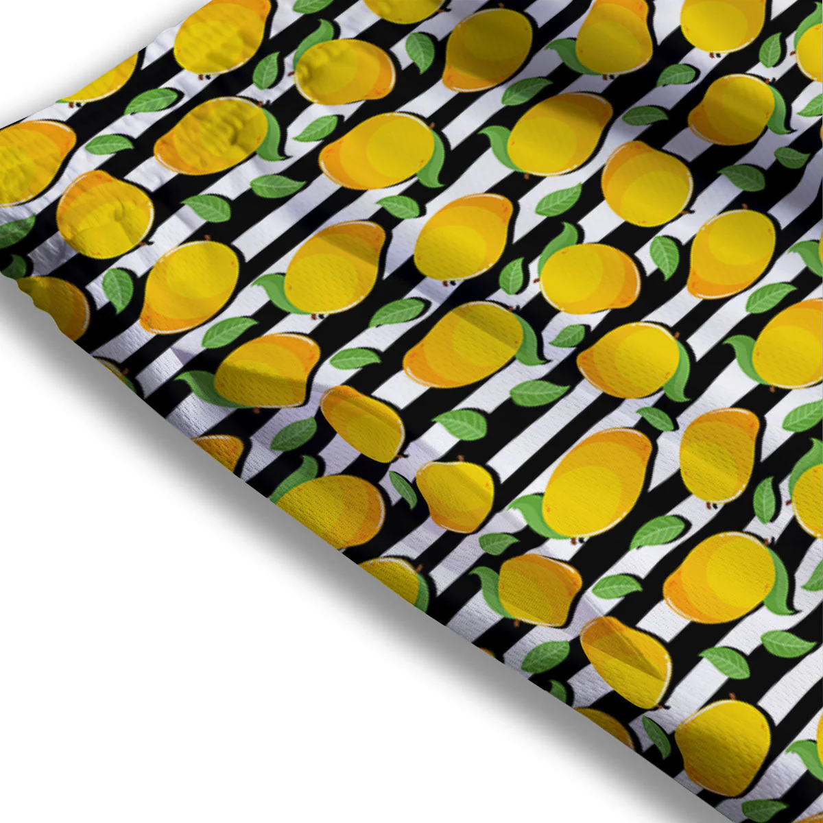 Striped Mango Fruit Print Pattern Mesh Shorts - Image 3