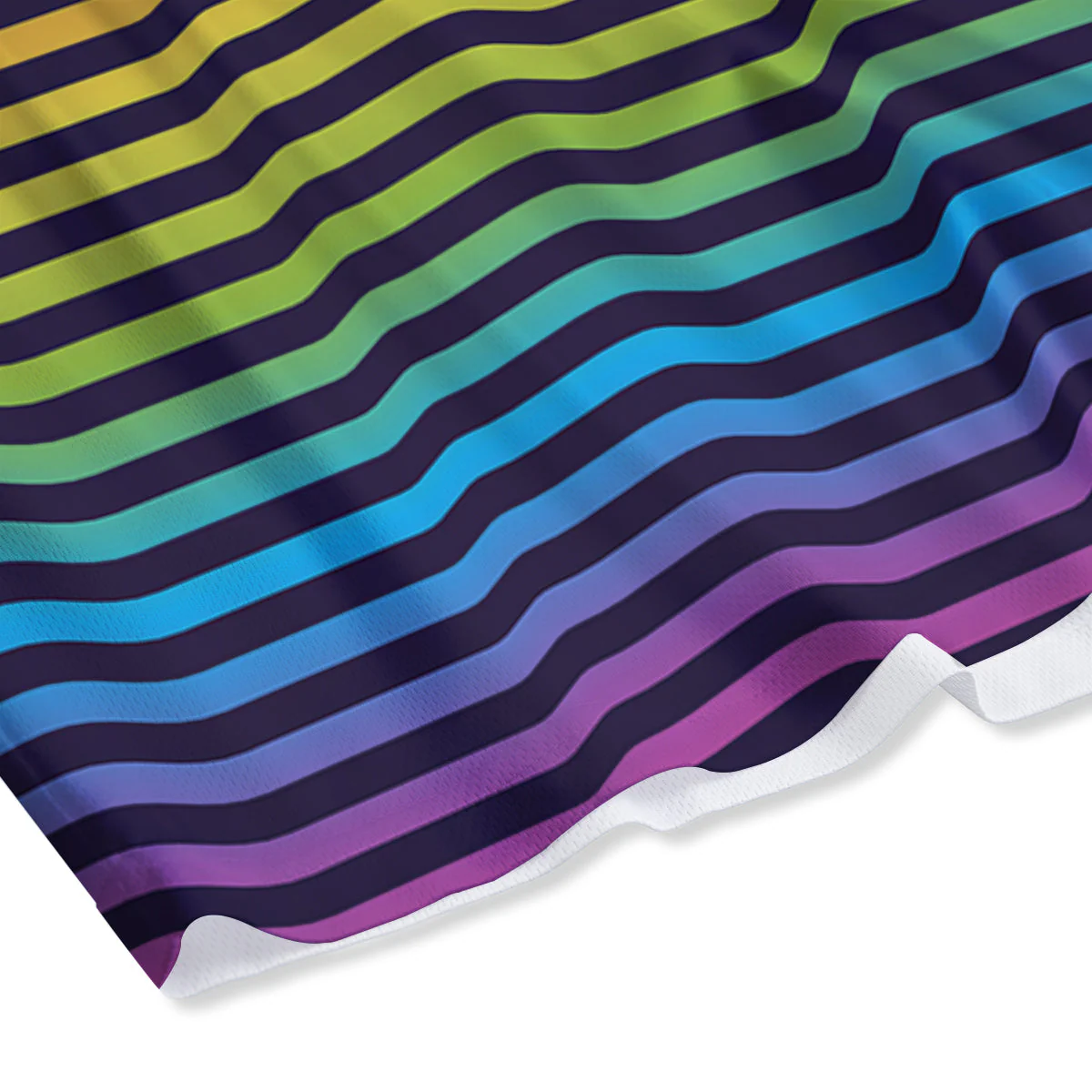 Striped Neon Rainbow Print Mesh Shorts - Image 4