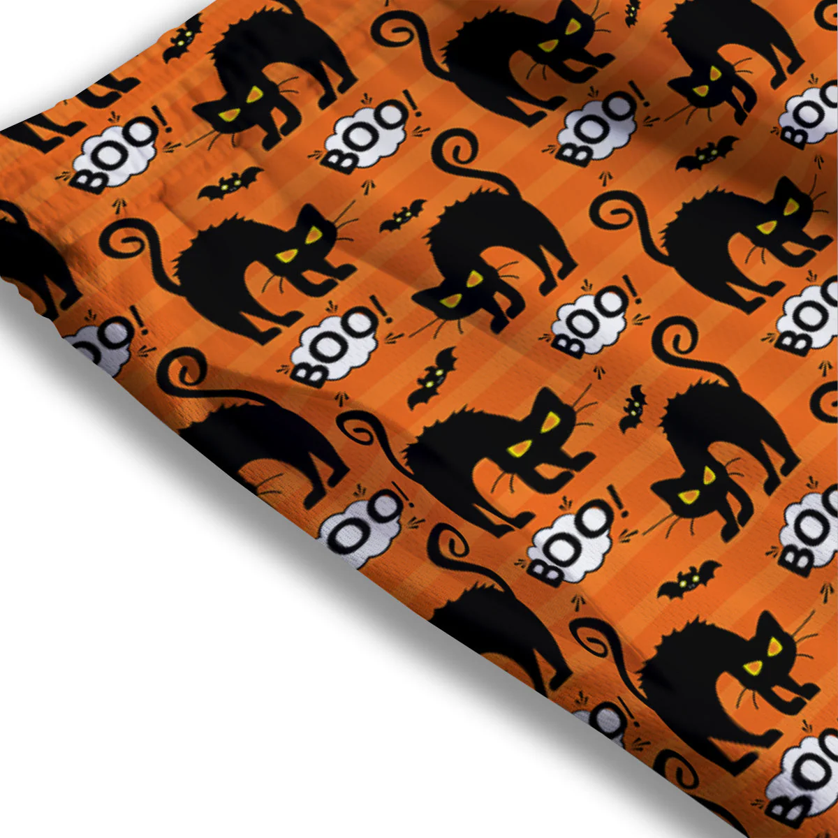 Striped Orange Black Cat Angry Print Pattern Mesh Shorts - Image 3