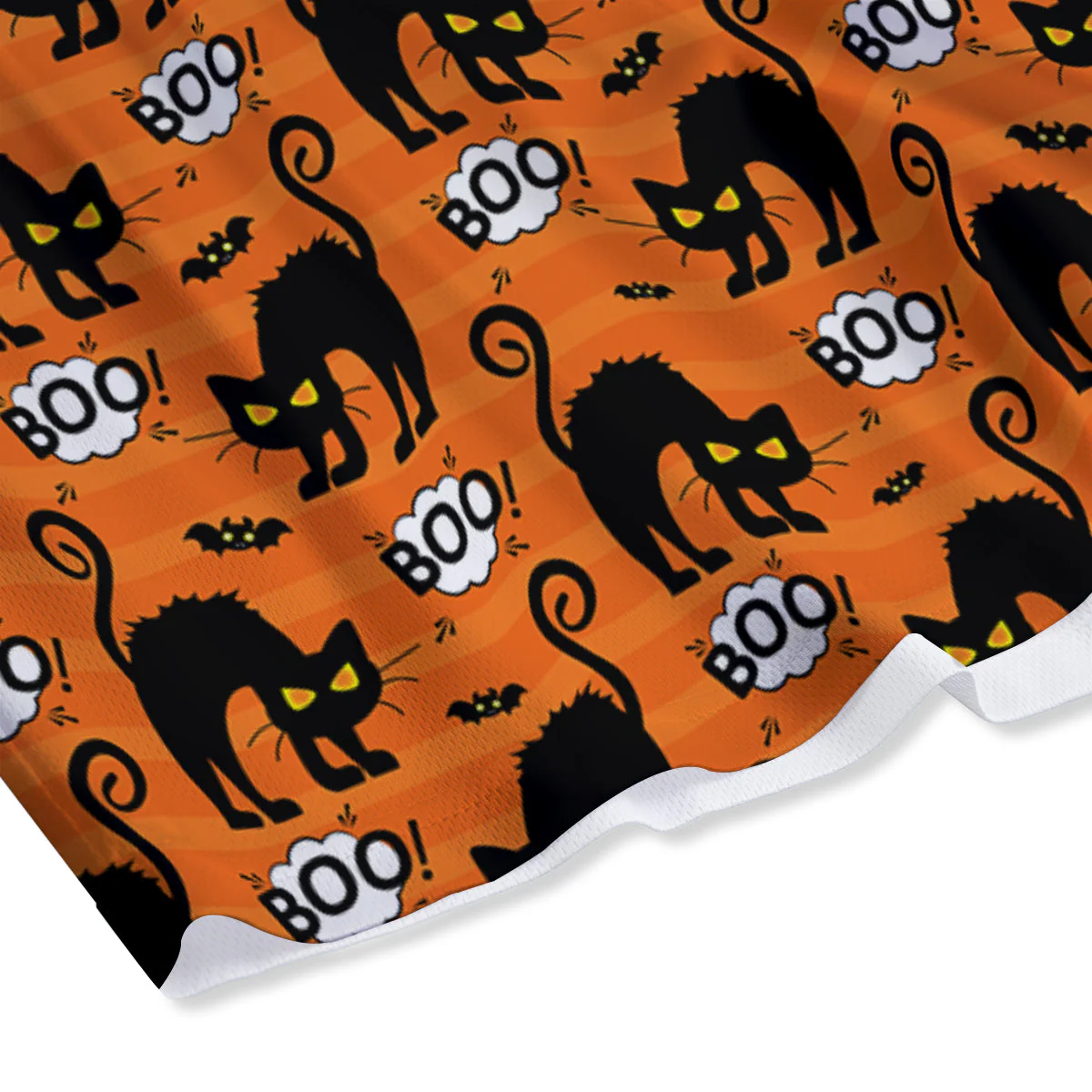 Striped Orange Black Cat Angry Print Pattern Mesh Shorts - Image 4