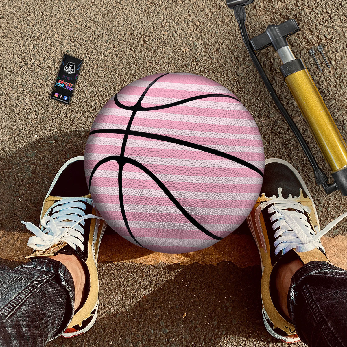 Striped Pink Print Pattern Basketball - Image 2