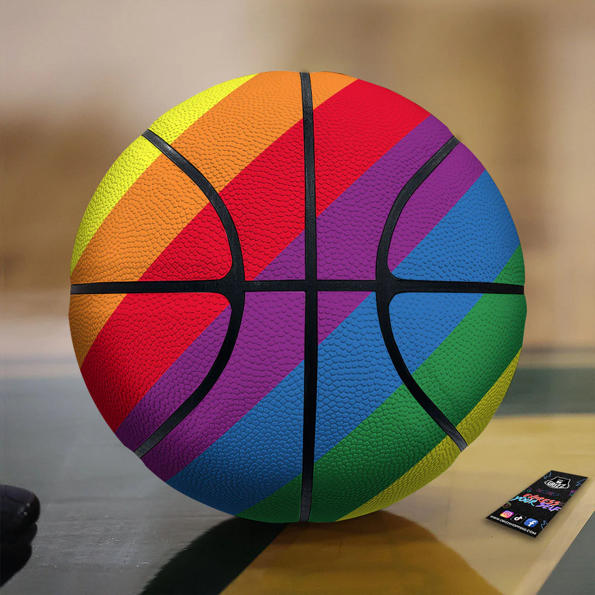 Striped Rainbow Diagonal Print Pattern Basketball