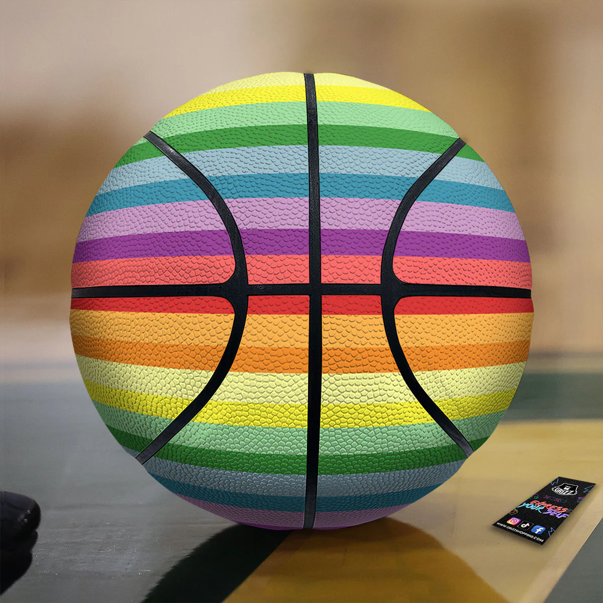 Striped Rainbow Print Pattern Basketball