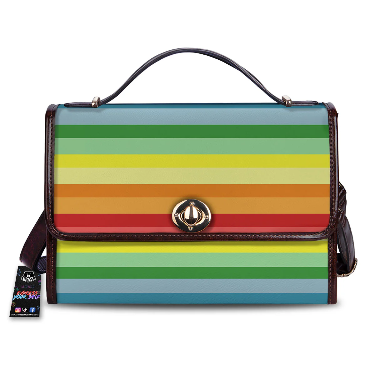 Striped Rainbow Print Pattern Women's Satchel Bag