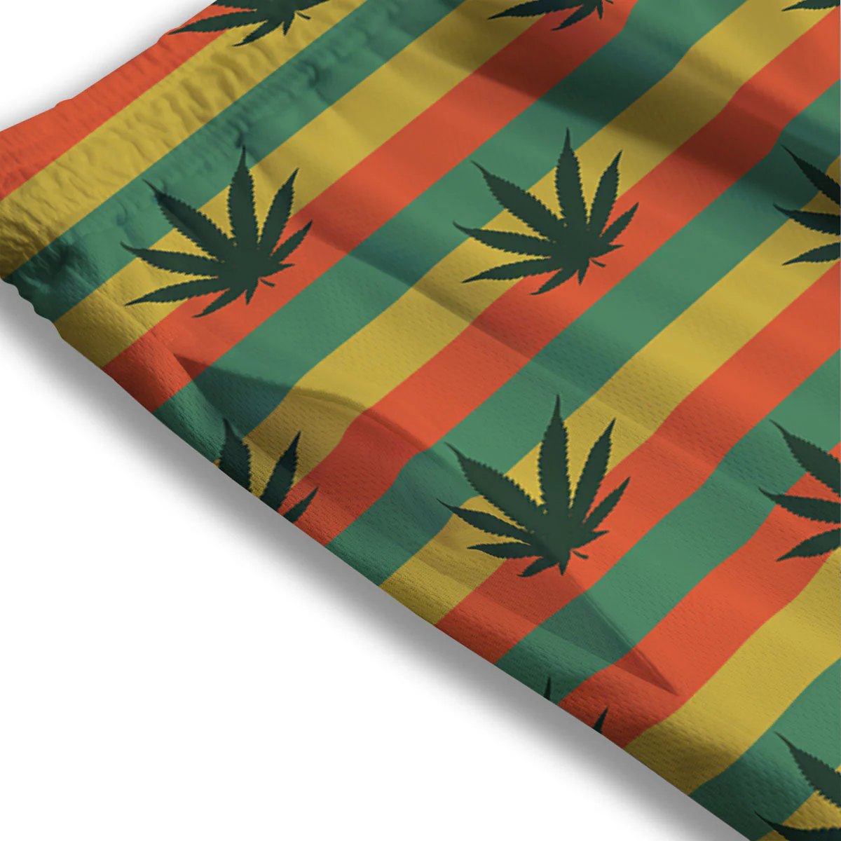 Striped Rasta Print Pattern Mesh Shorts - Image 3