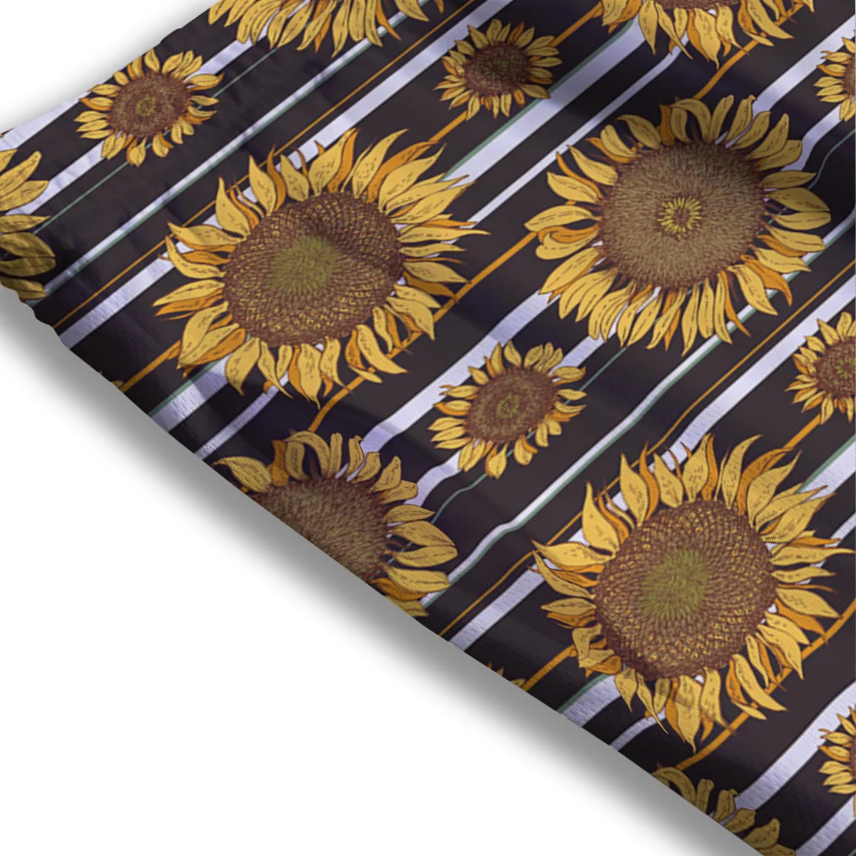 Striped Sunflower Print Pattern Mesh Shorts - Image 3