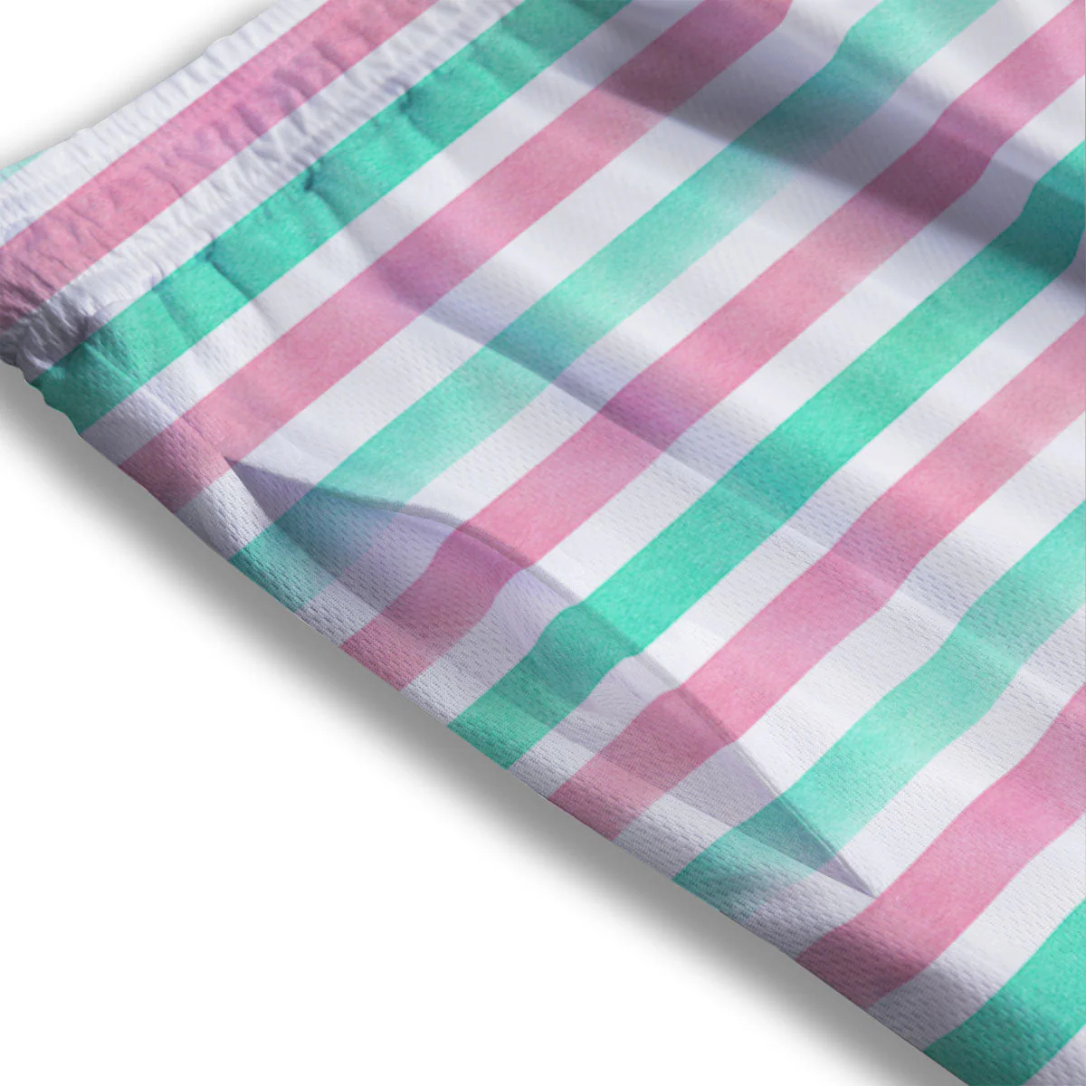 Striped Teal And Pink Print Pattern Mesh Shorts - Image 3