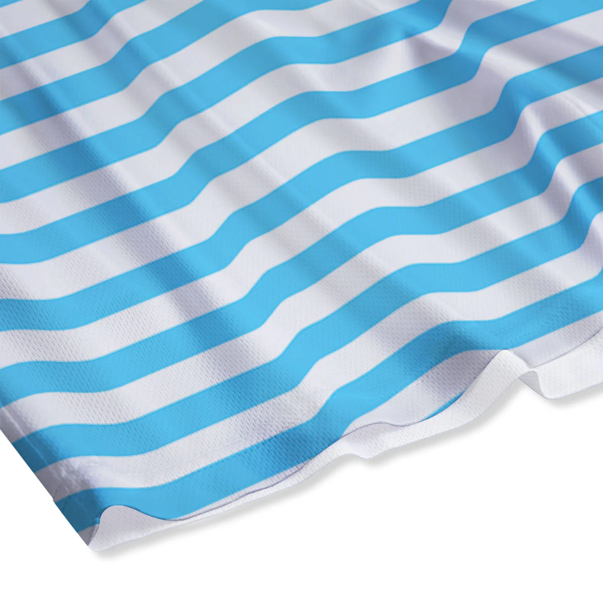 Striped White And Blue Print Pattern Mesh Shorts - Image 4