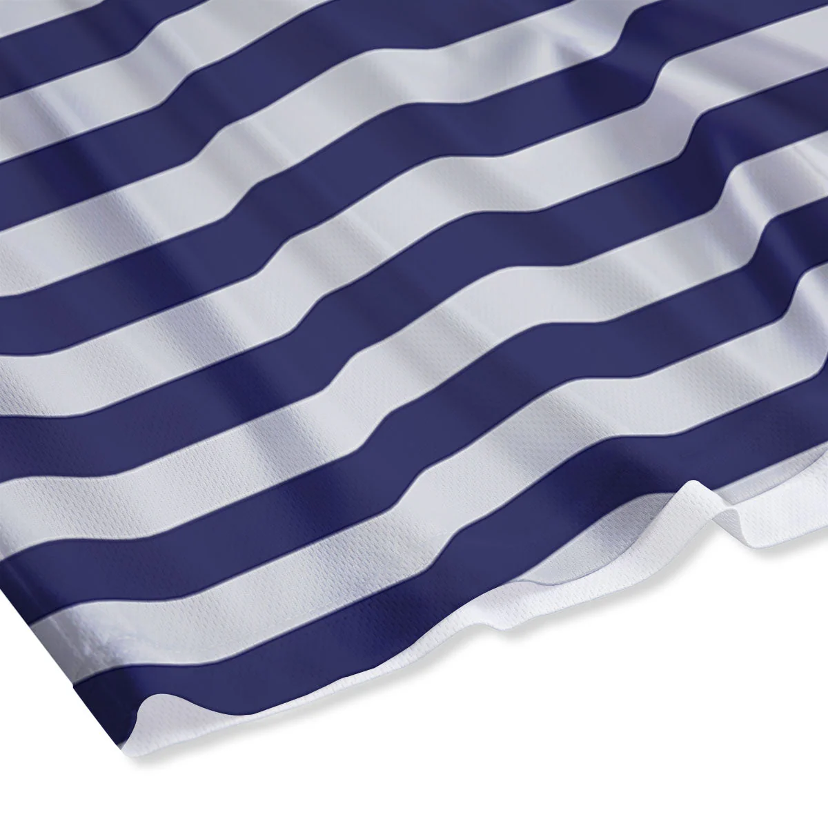 Striped White And Navy Print Pattern Mesh Shorts - Image 4