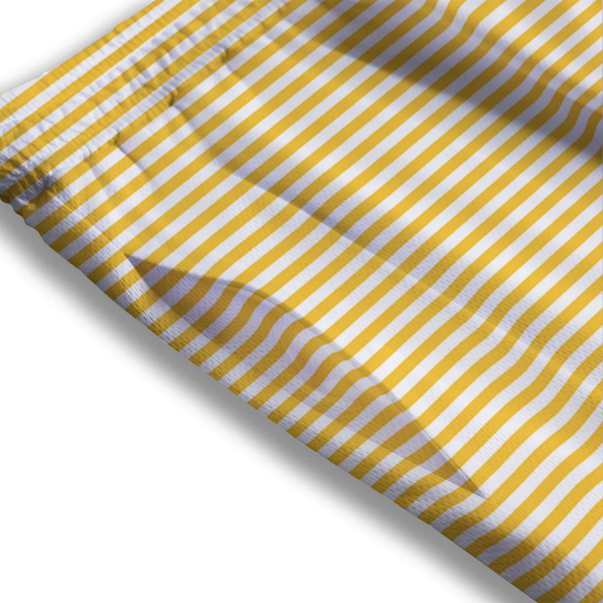 Striped Yellow And White Print Pattern Mesh Shorts - Image 3
