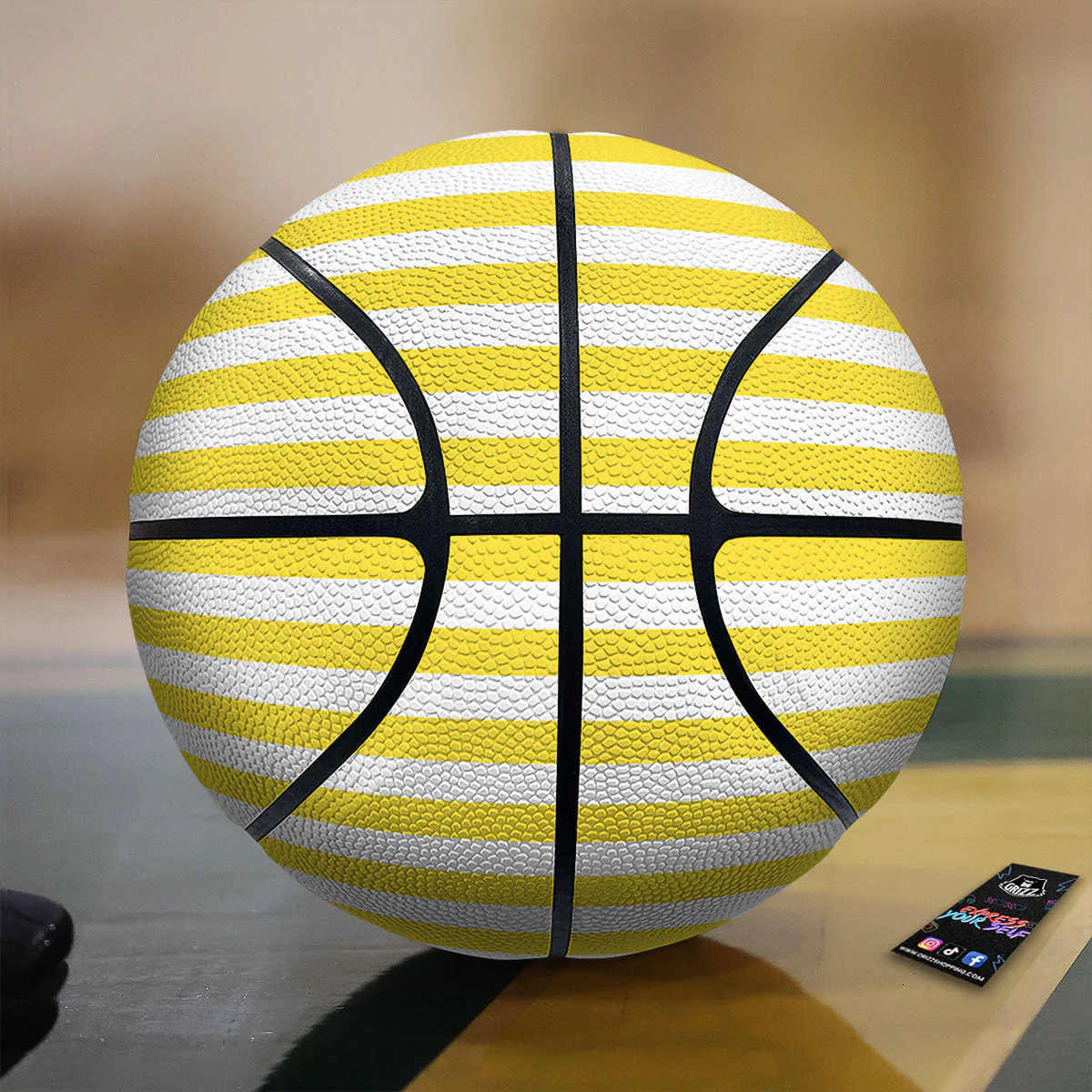 Striped Yellow Print Pattern Basketball