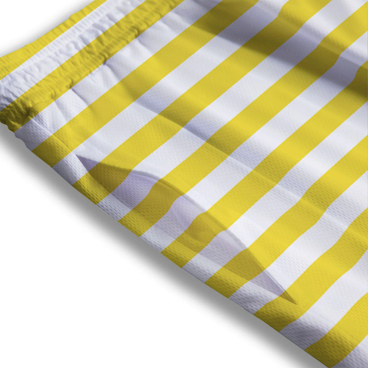 Striped Yellow Print Pattern Mesh Shorts - Image 3