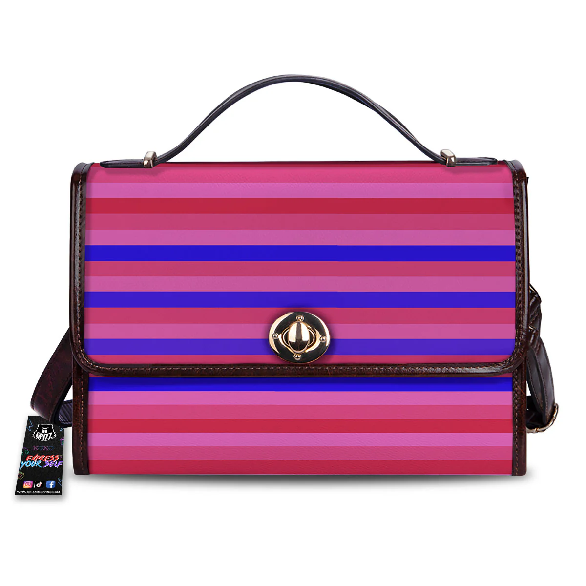 Stripes Pink Red And Blue Print Women's Satchel Bag