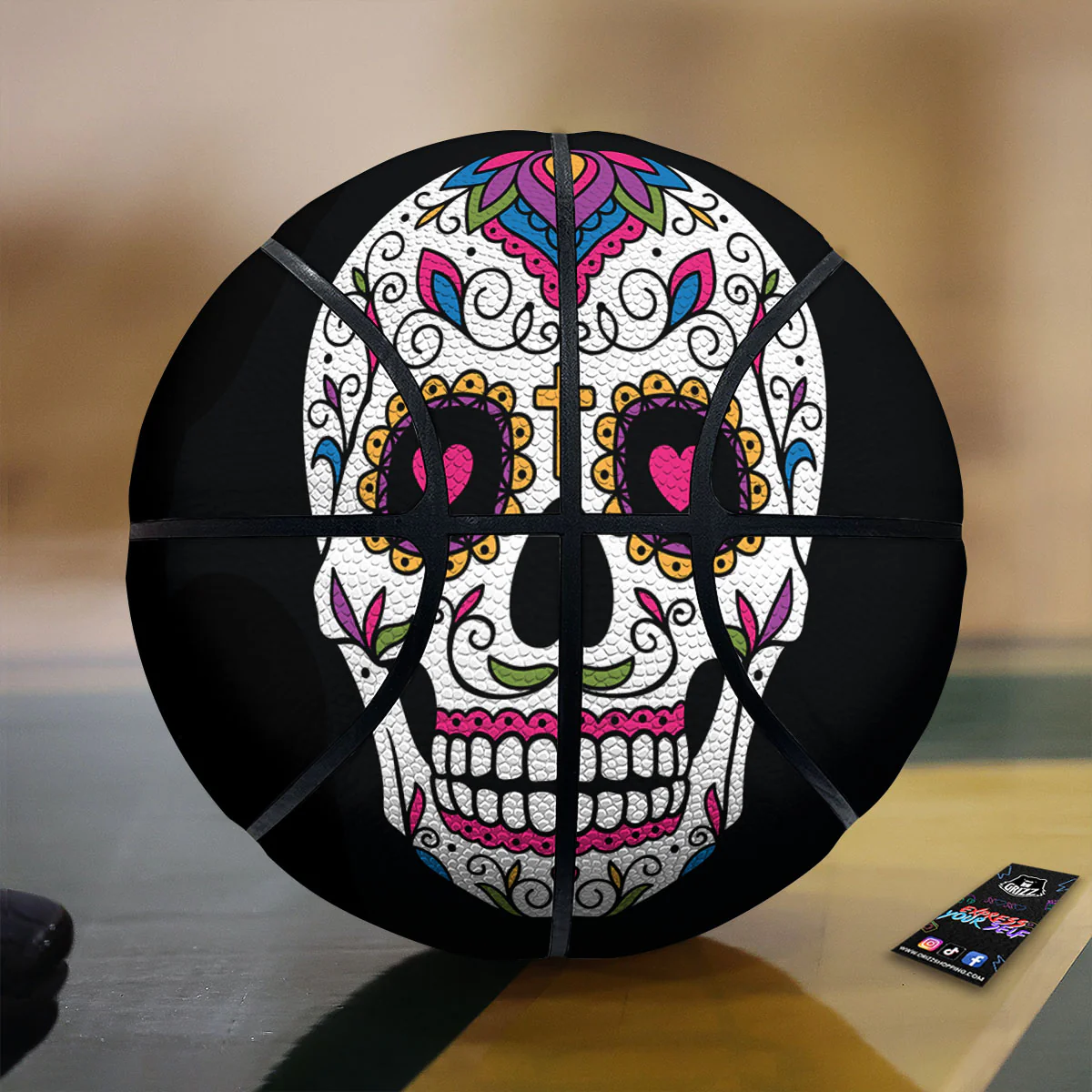 Sugar Skull Day Of The Dead Print Basketball