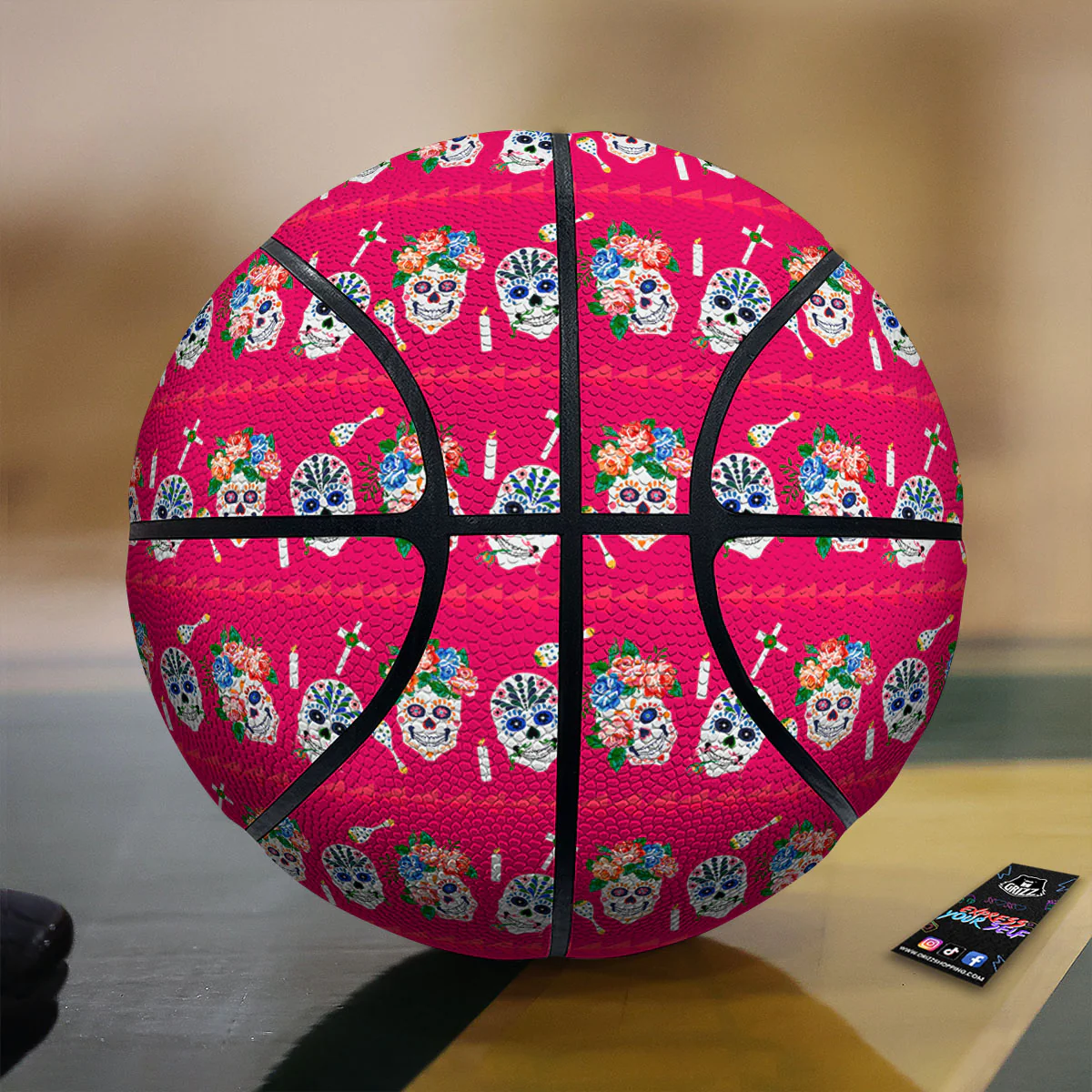 Sugar Skull Pink Print Pattern Basketball