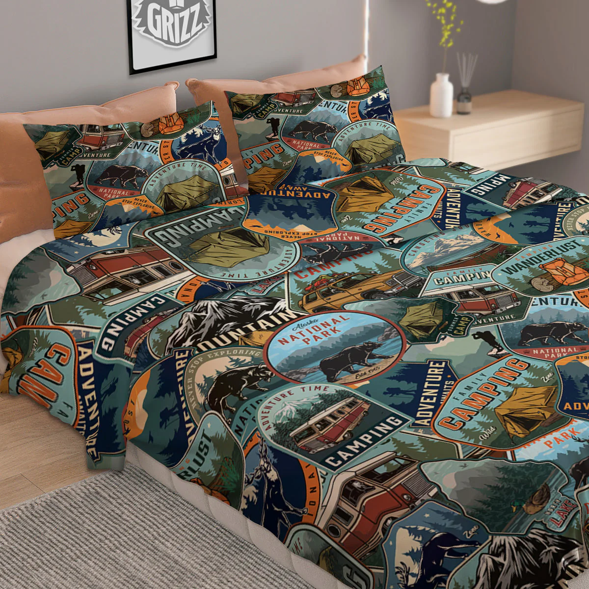 Summer Camping And National Park Print Pattern Duvet Cover Bedding Set - Image 2
