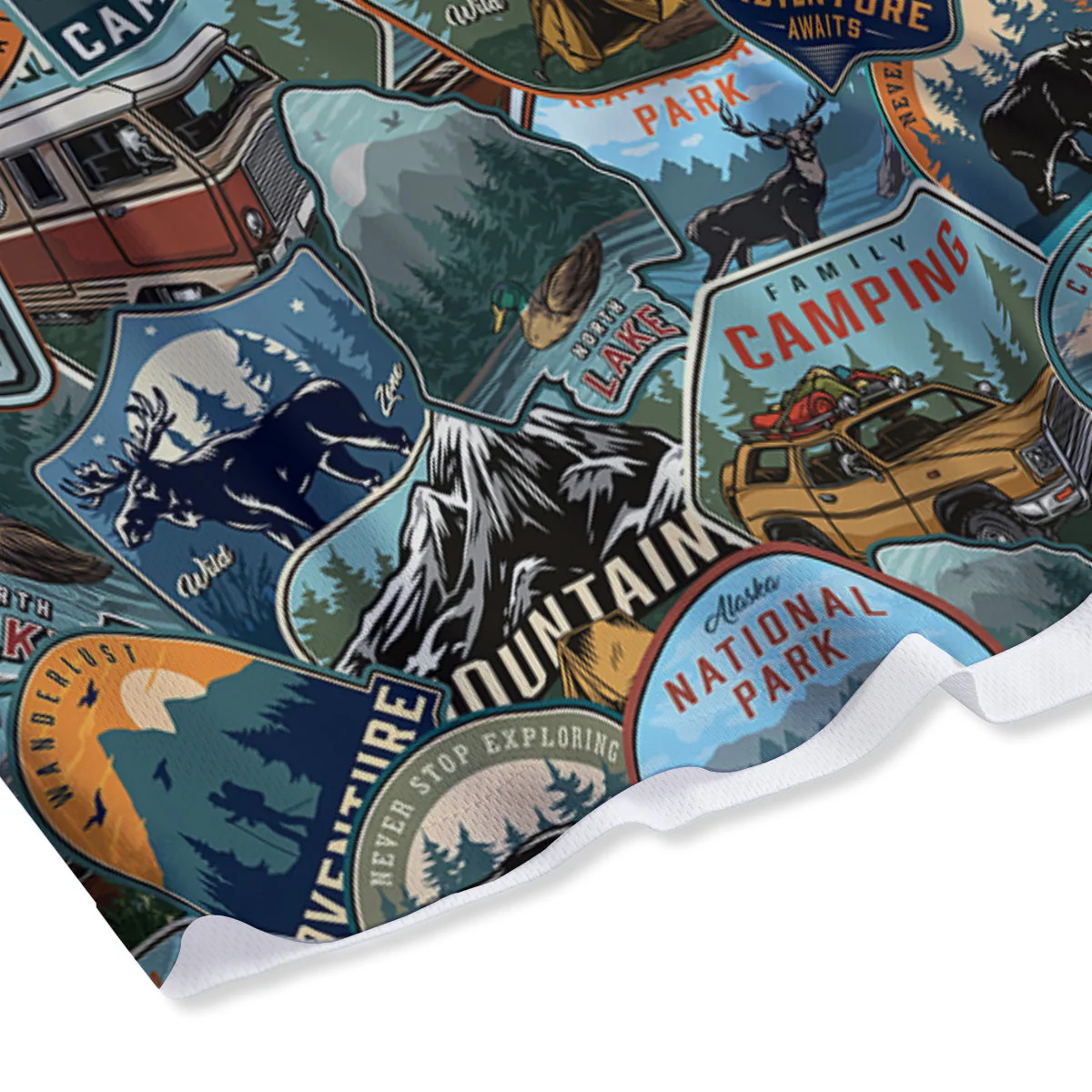 Summer Camping And National Park Print Pattern Mesh Shorts - Image 4