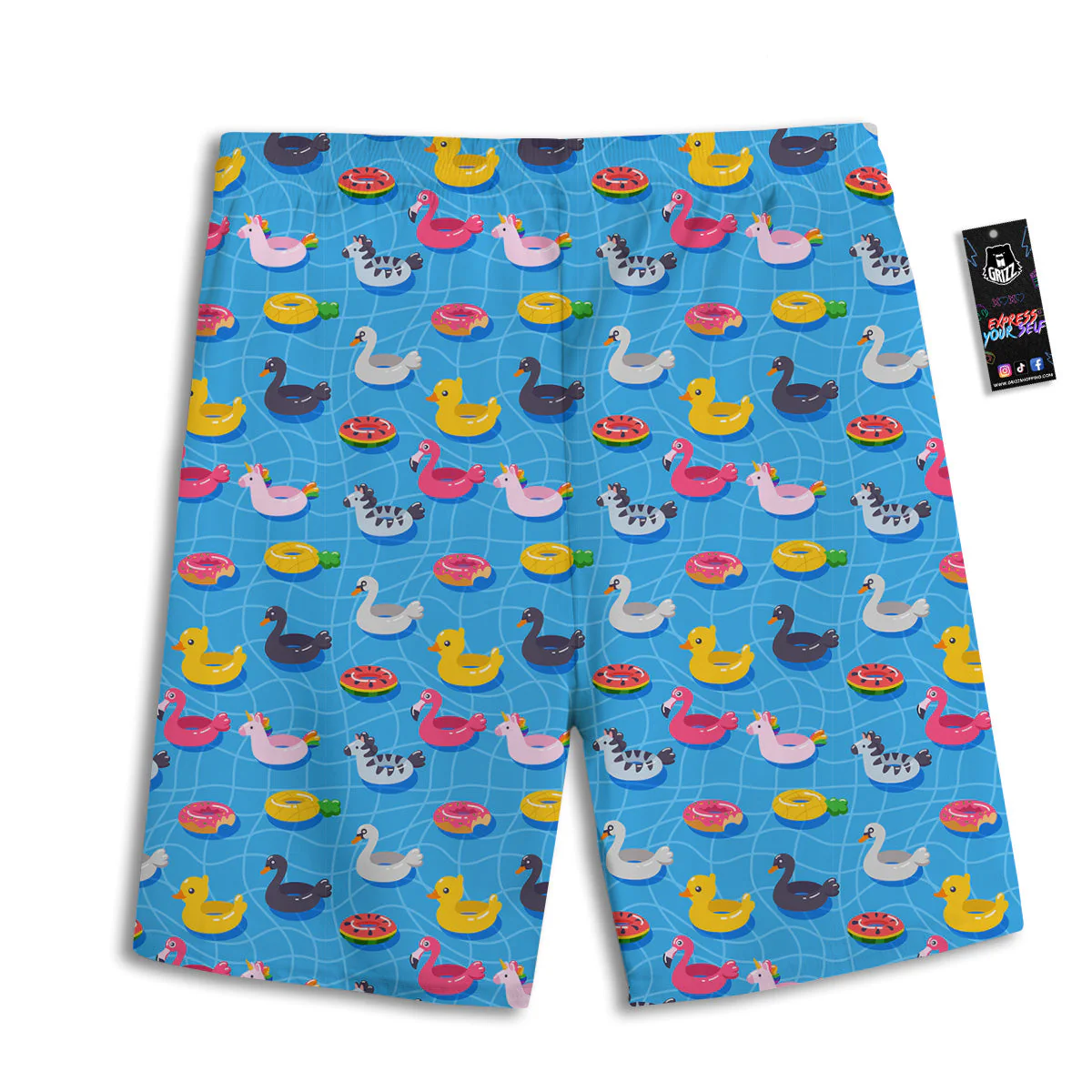 Summer Floats Ring Print Pattern Men's Athletic Shorts - Image 2