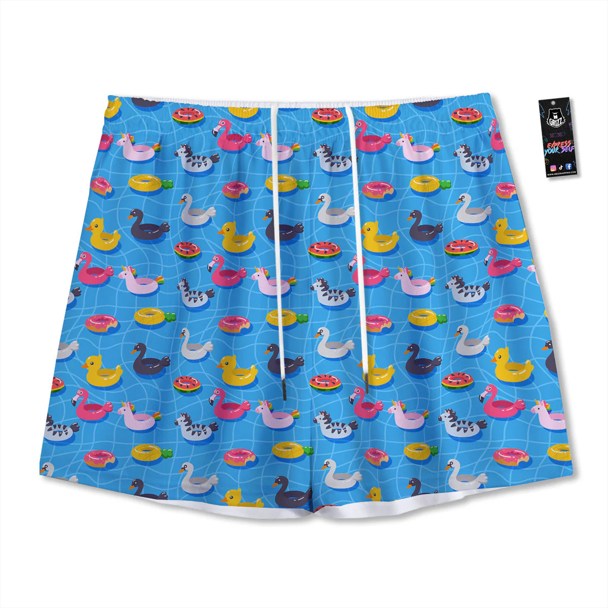 Summer Floats Ring Print Pattern Mesh Shorts