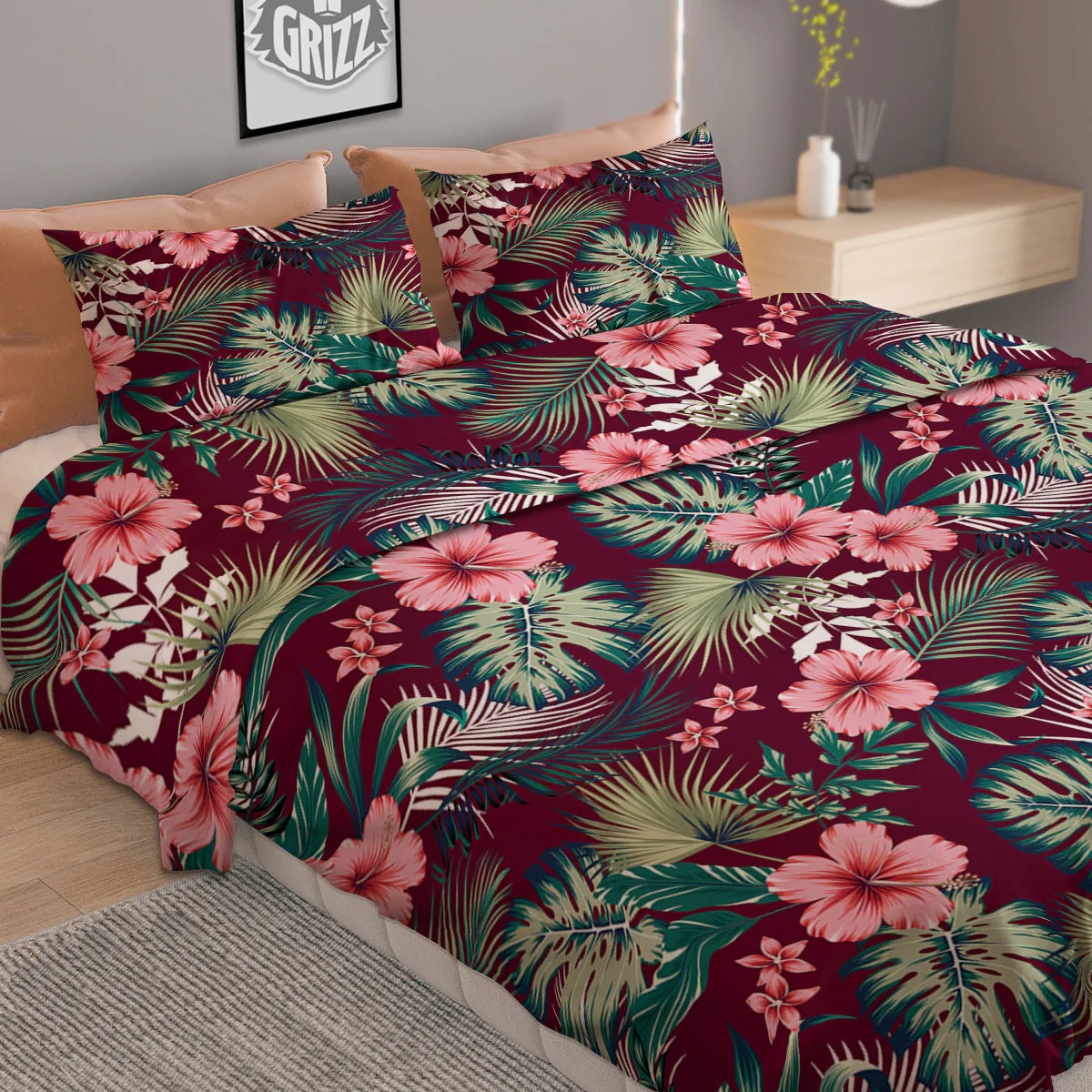 Summer Tropical Print Pattern Duvet Cover Bedding Set - Image 2