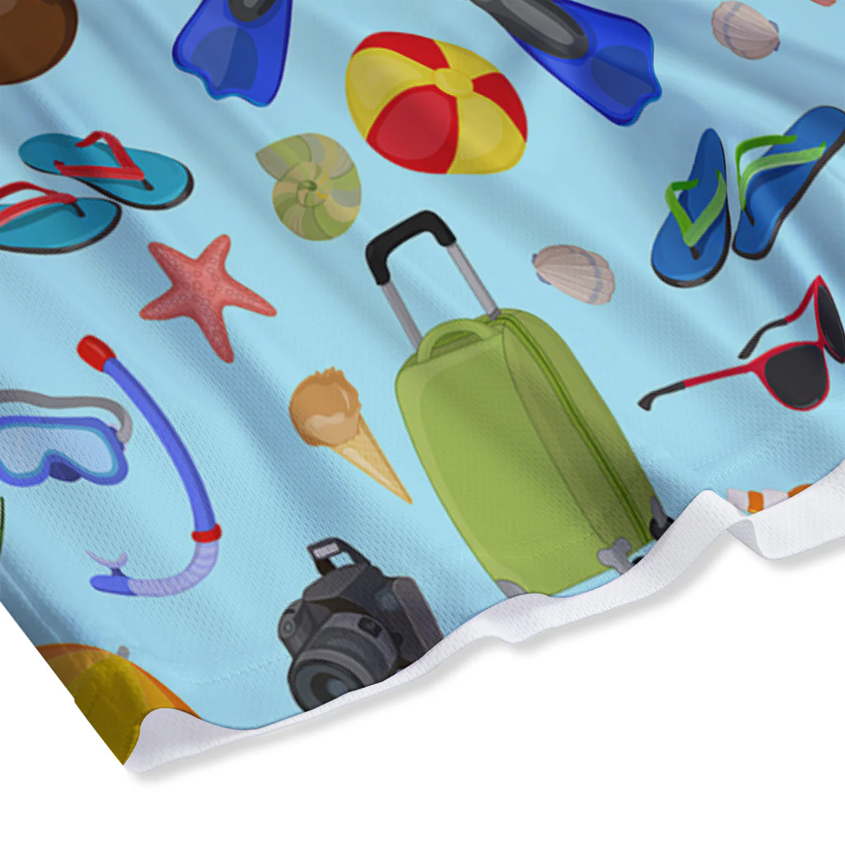 Summer Vacation Travel Print Pattern Mesh Shorts - Image 4