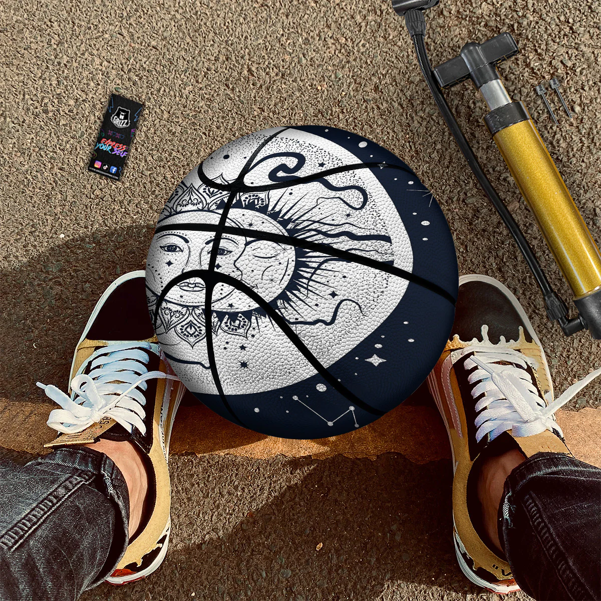 Sun And Moon Bohemian Celestial Print Basketball - Image 3