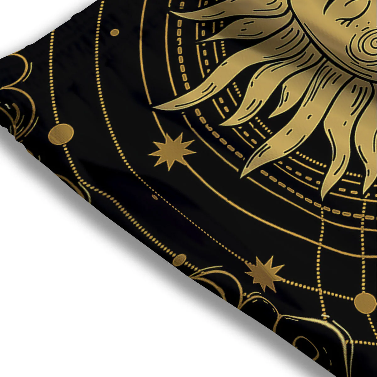 Sun And Vintage Moon Print Mesh Shorts - Image 3