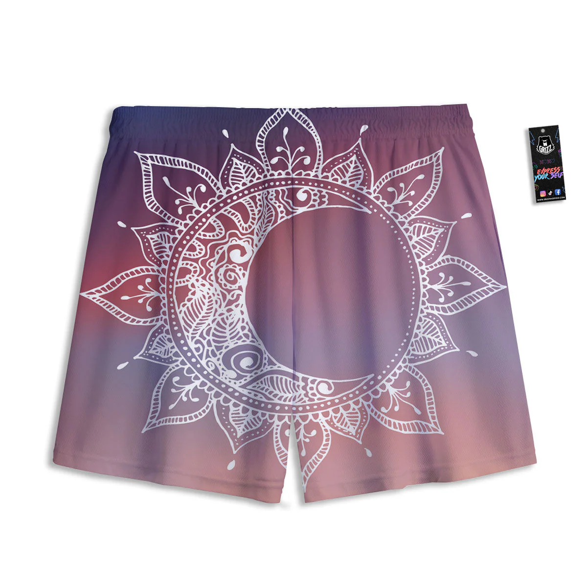 Sun Mandala Print Mesh Shorts - Image 2