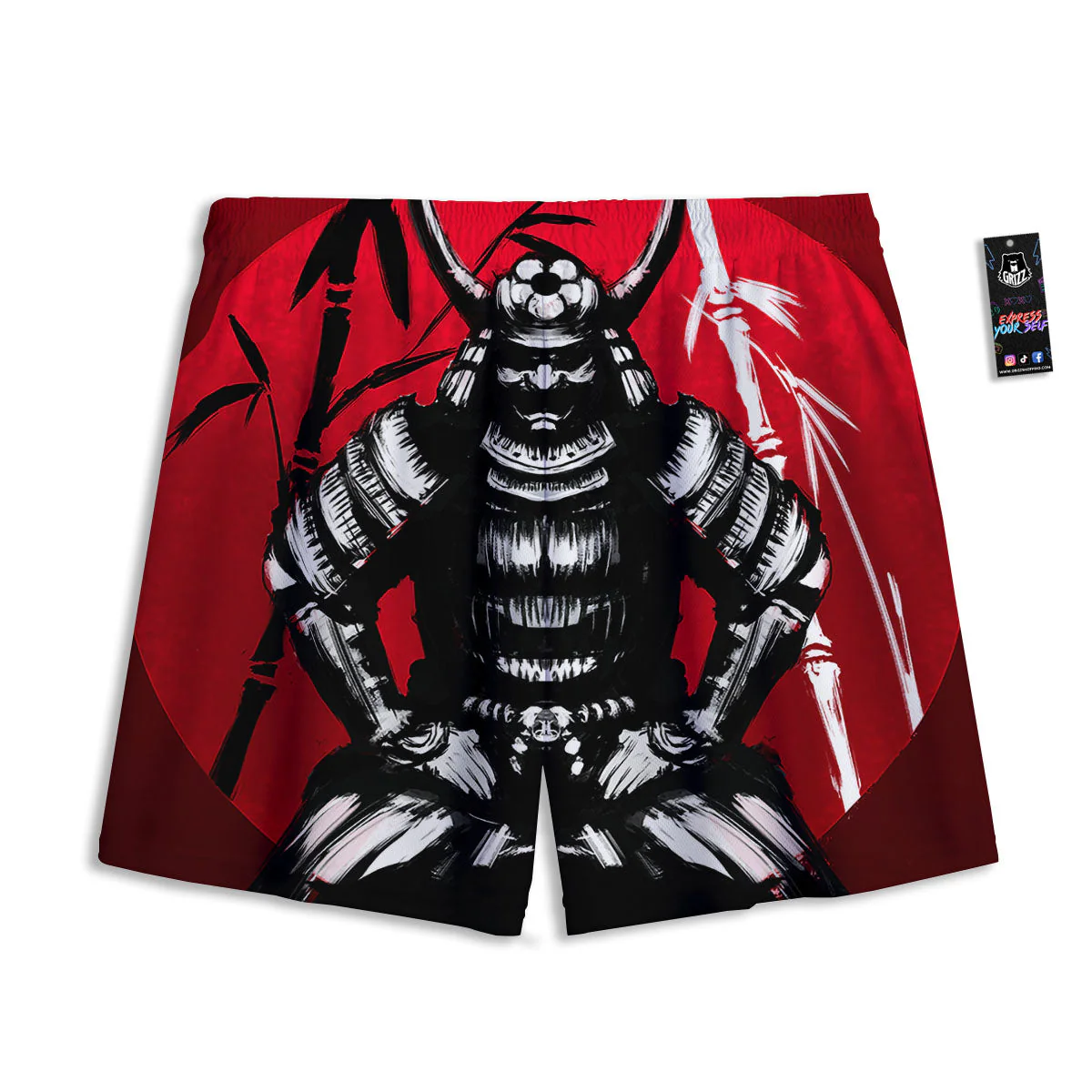 Sun Samurai Red Rising Print Mesh Shorts - Image 2
