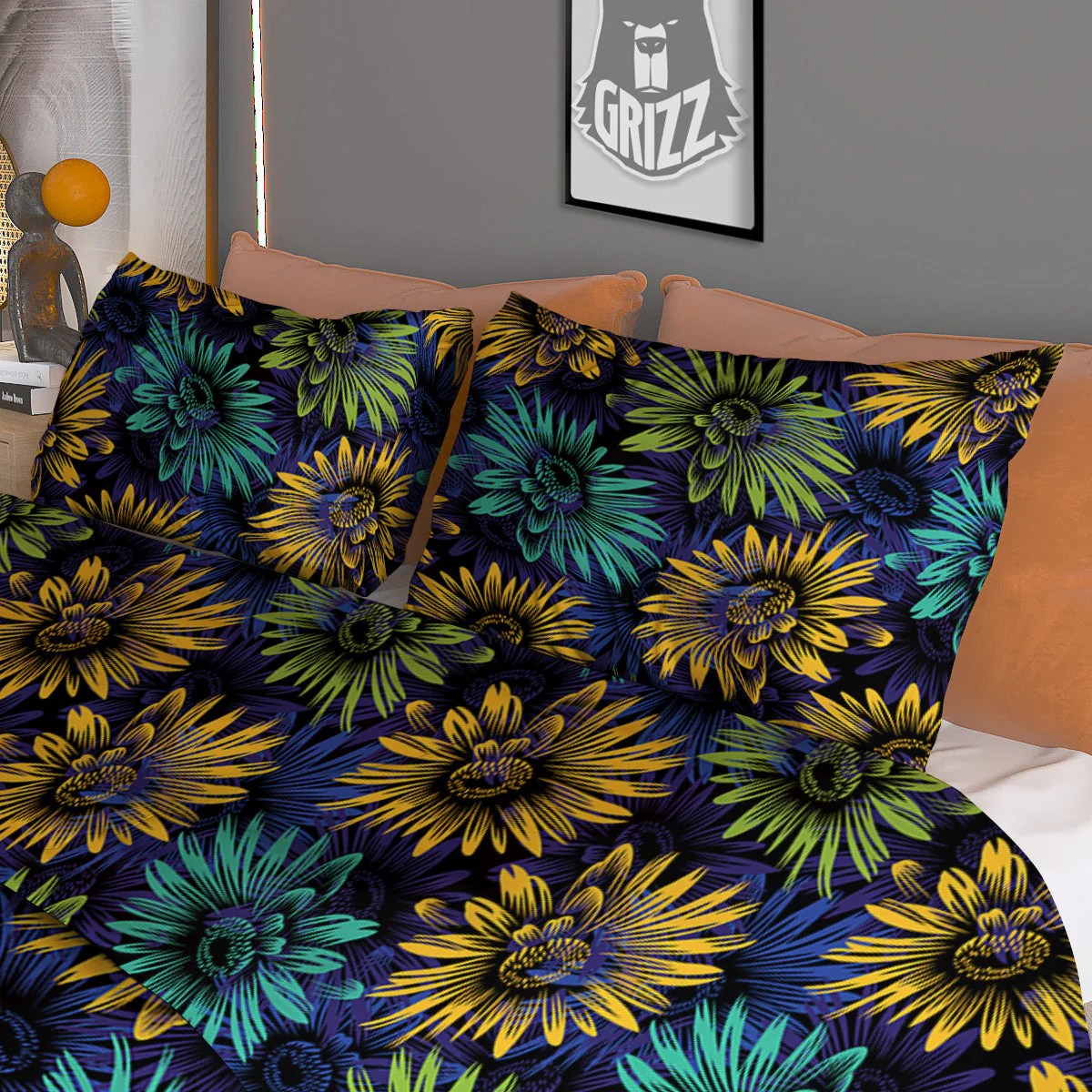 Sunflower Abstract Print Pattern Duvet Cover Bedding Set - Image 3