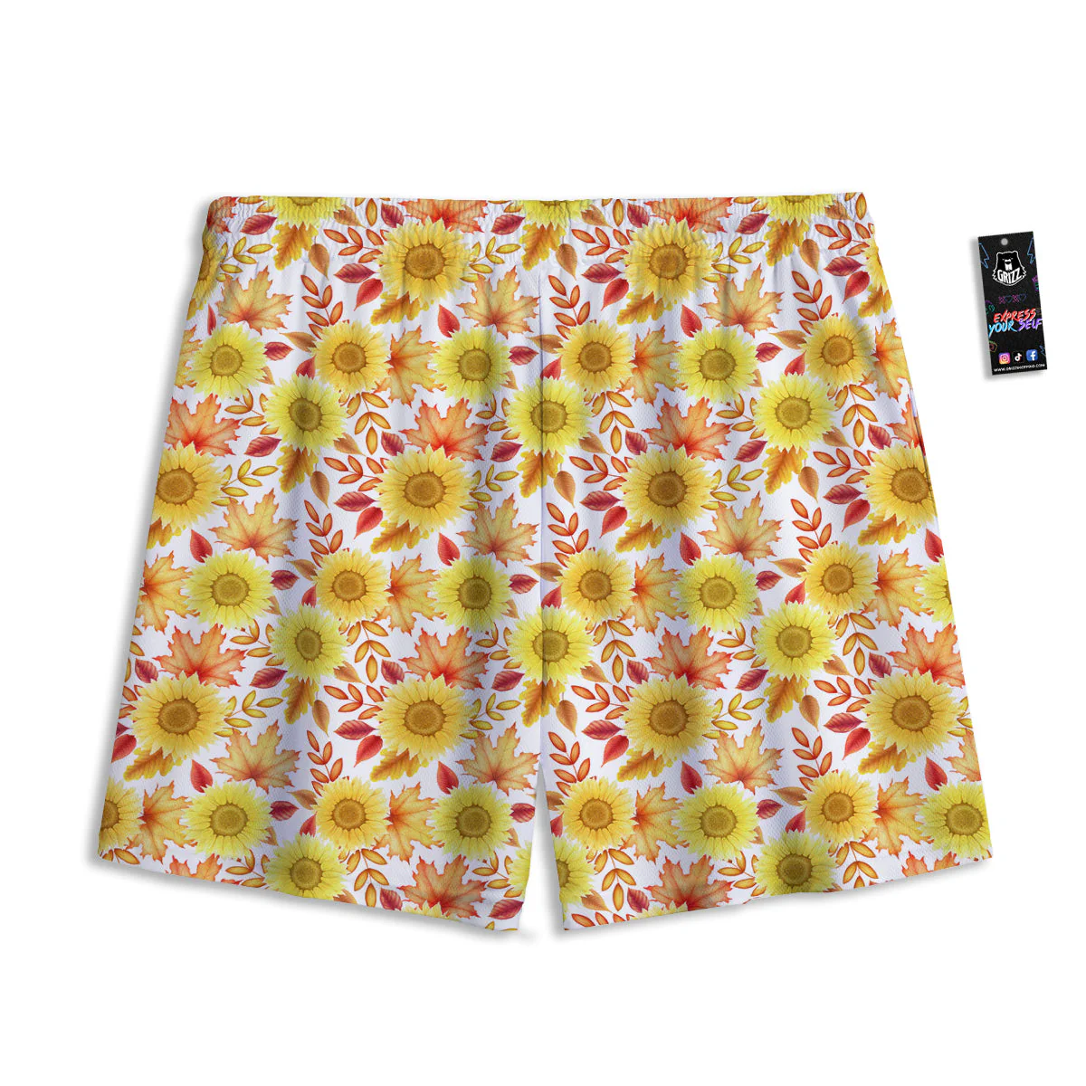 Sunflower Autumn Print Pattern Mesh Shorts - Image 2
