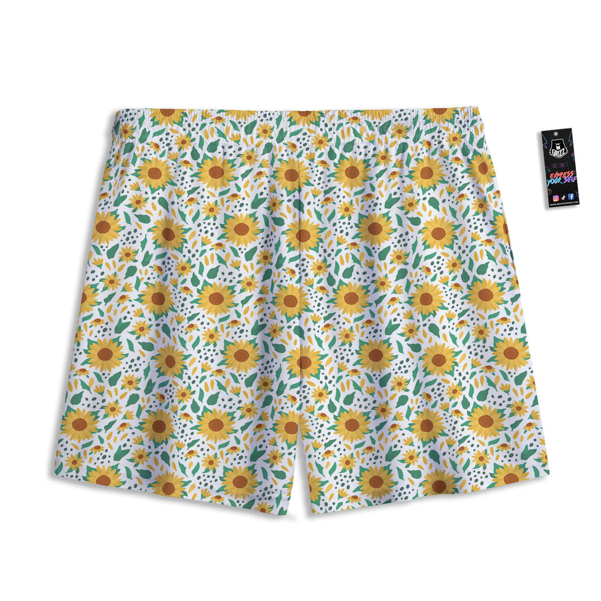 Sunflower Blooming Print Pattern Mesh Shorts - Image 2