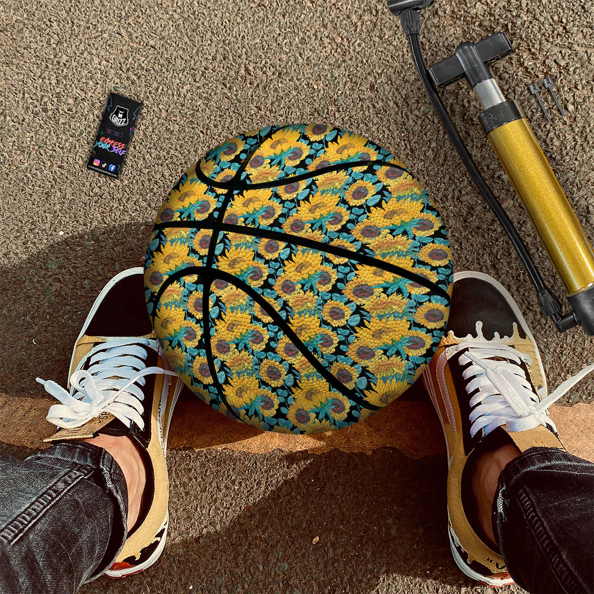 Sunflower Bright Print Pattern Basketball - Image 3