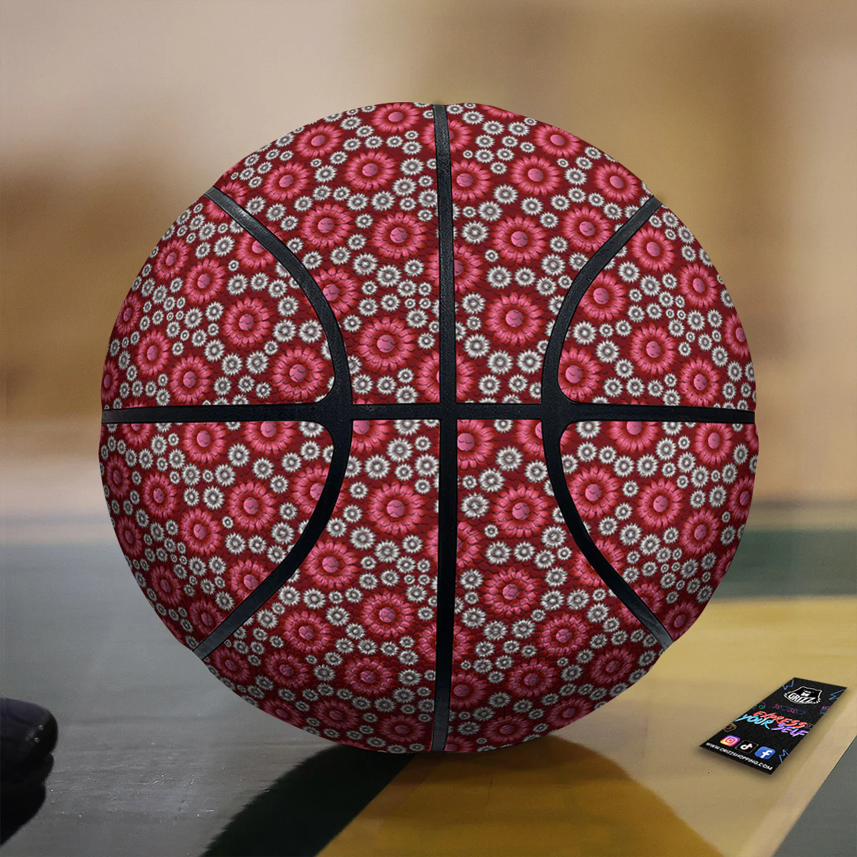 Sunflower Burgundy Print Pattern Basketball