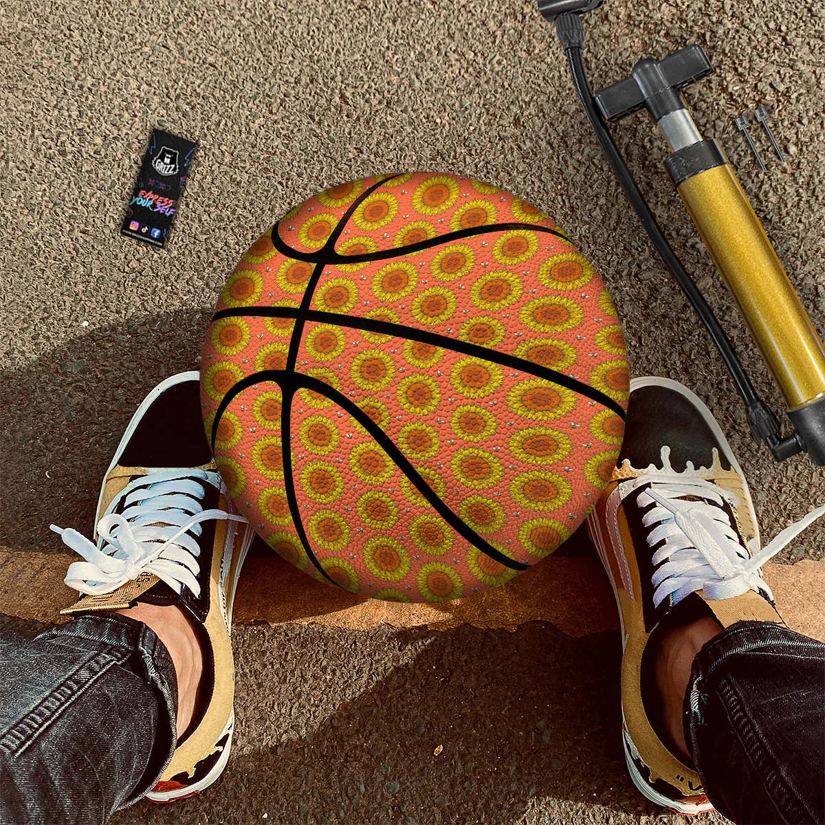 Sunflower Classic Vintage Print Pattern Basketball - Image 2